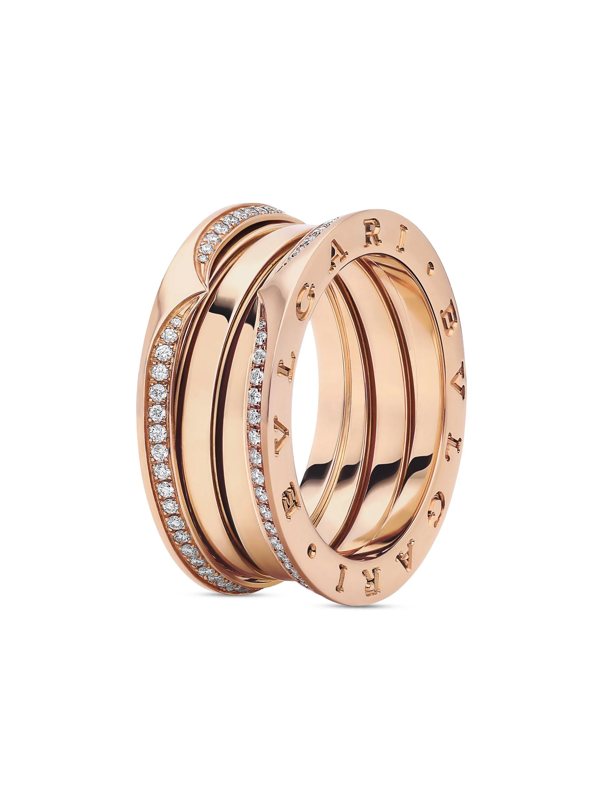 Women's B. zero1 18K Rose Gold & 0.43 TCW Diamond 3-Band Ring - Pink Gold - 1