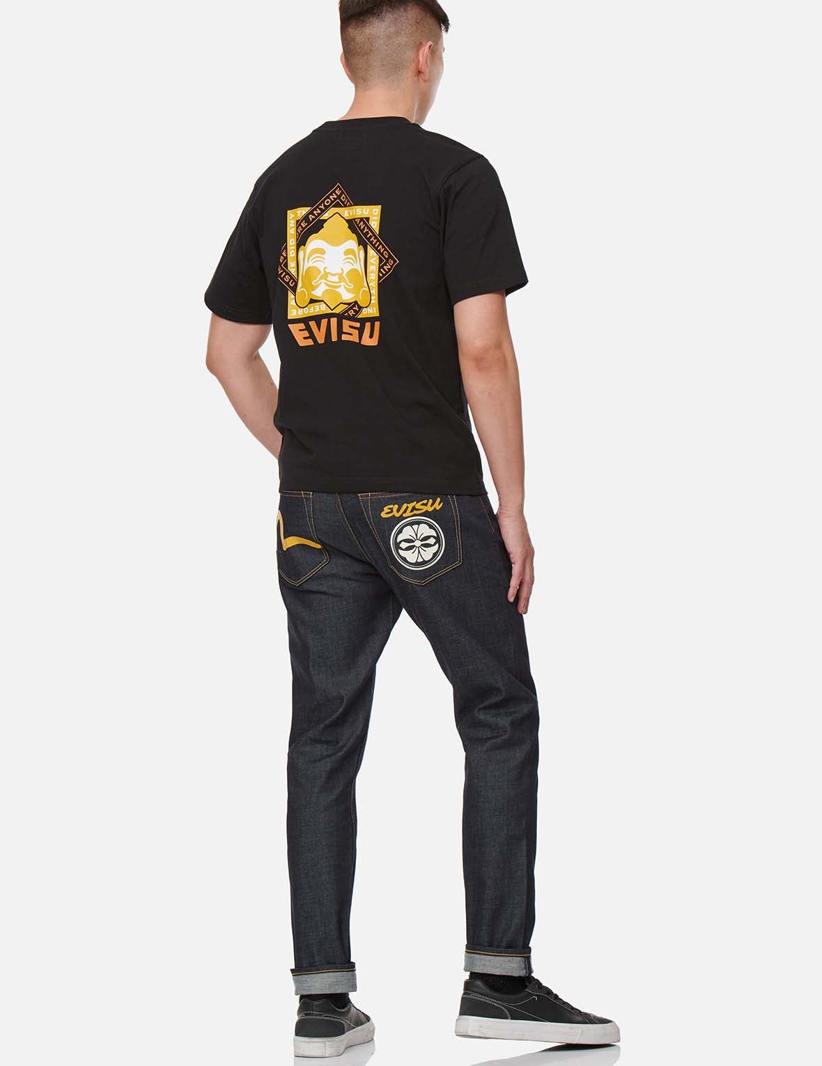 Kamon Print Carrot Fit Raw Denim Jeans #2017 - 3