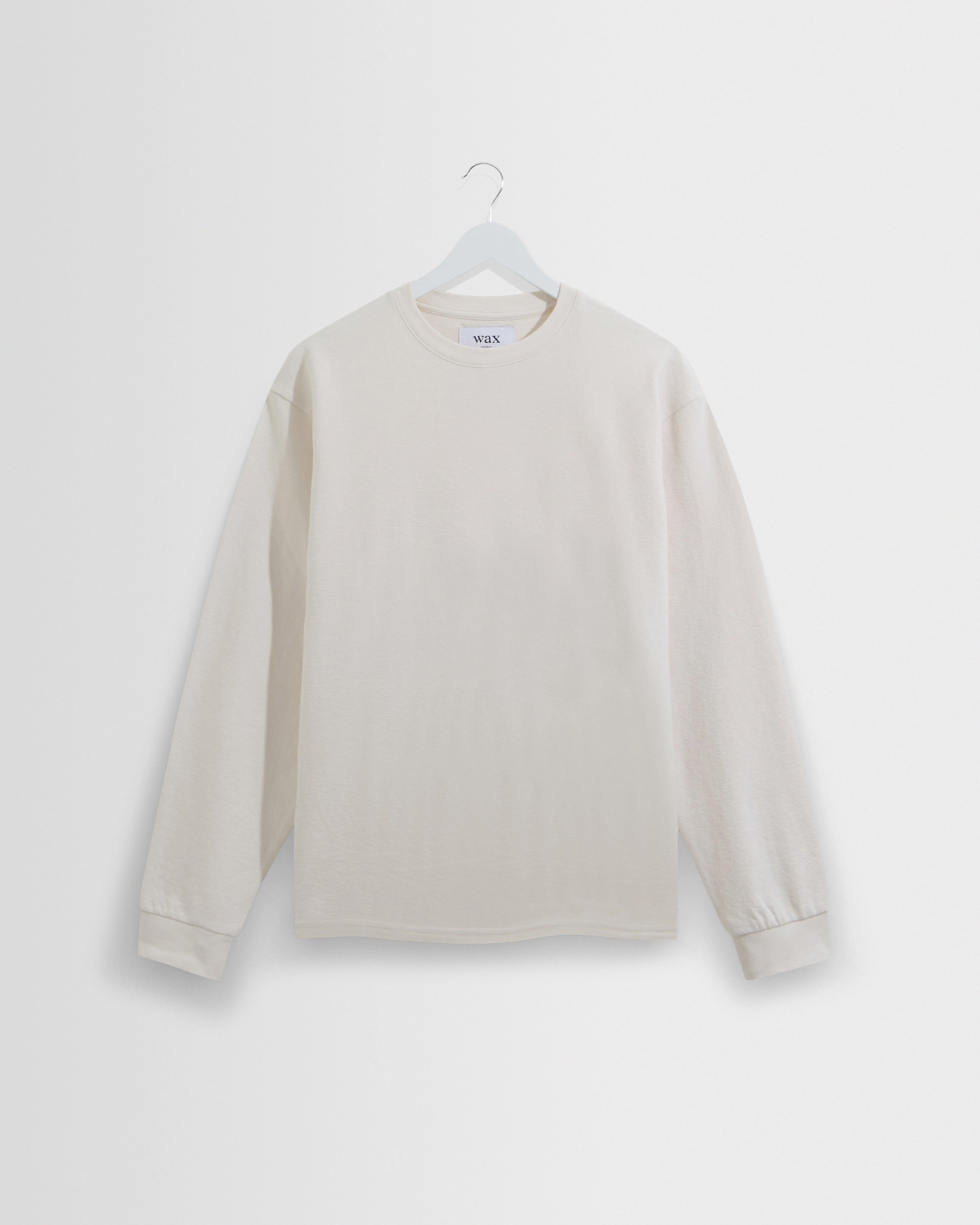 Hayden - Ecru Textured Organic Cotton Long Sleeve T-Shirt - 1