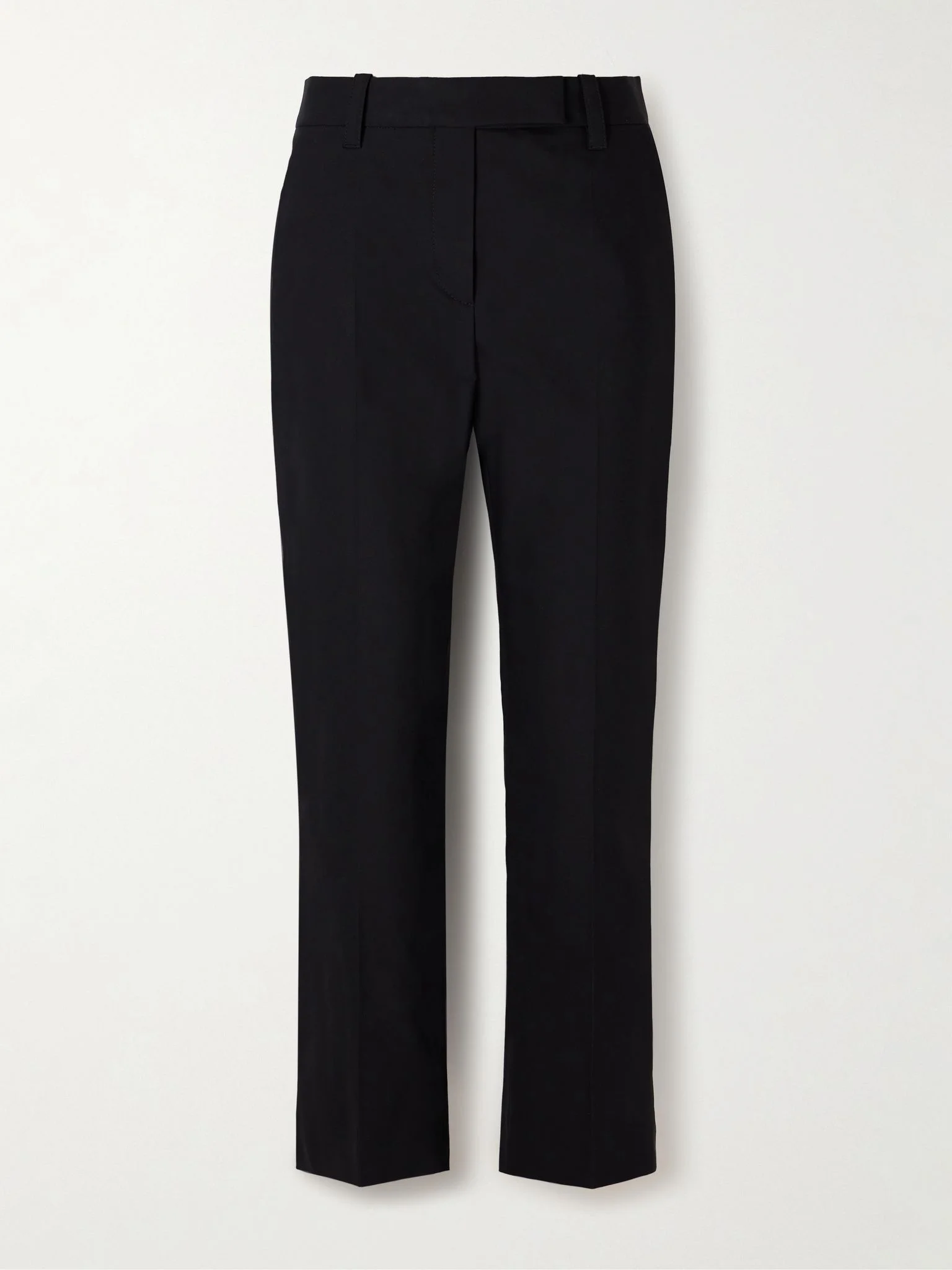 Pleated stretch-cotton twill tapered pants Black - 1