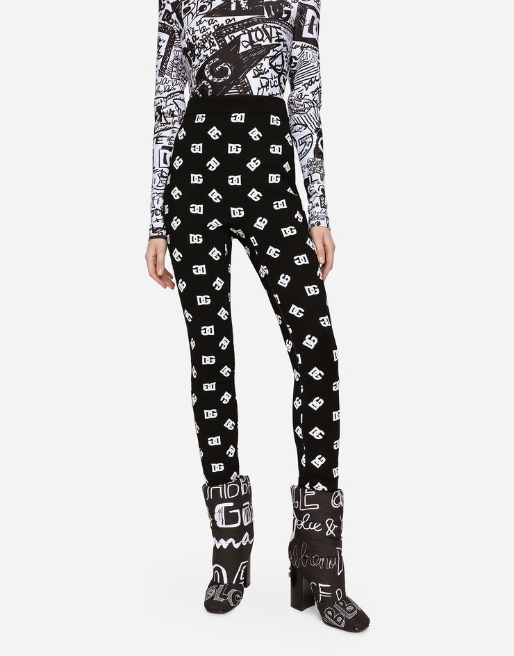 Viscose leggings with jacquard DG logo - 4