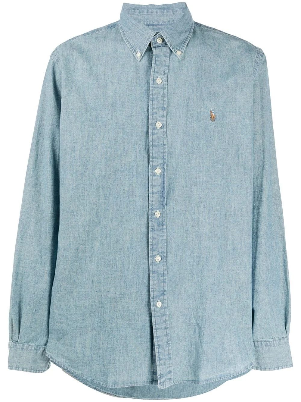 logo-embroidered chambray shirt - 1