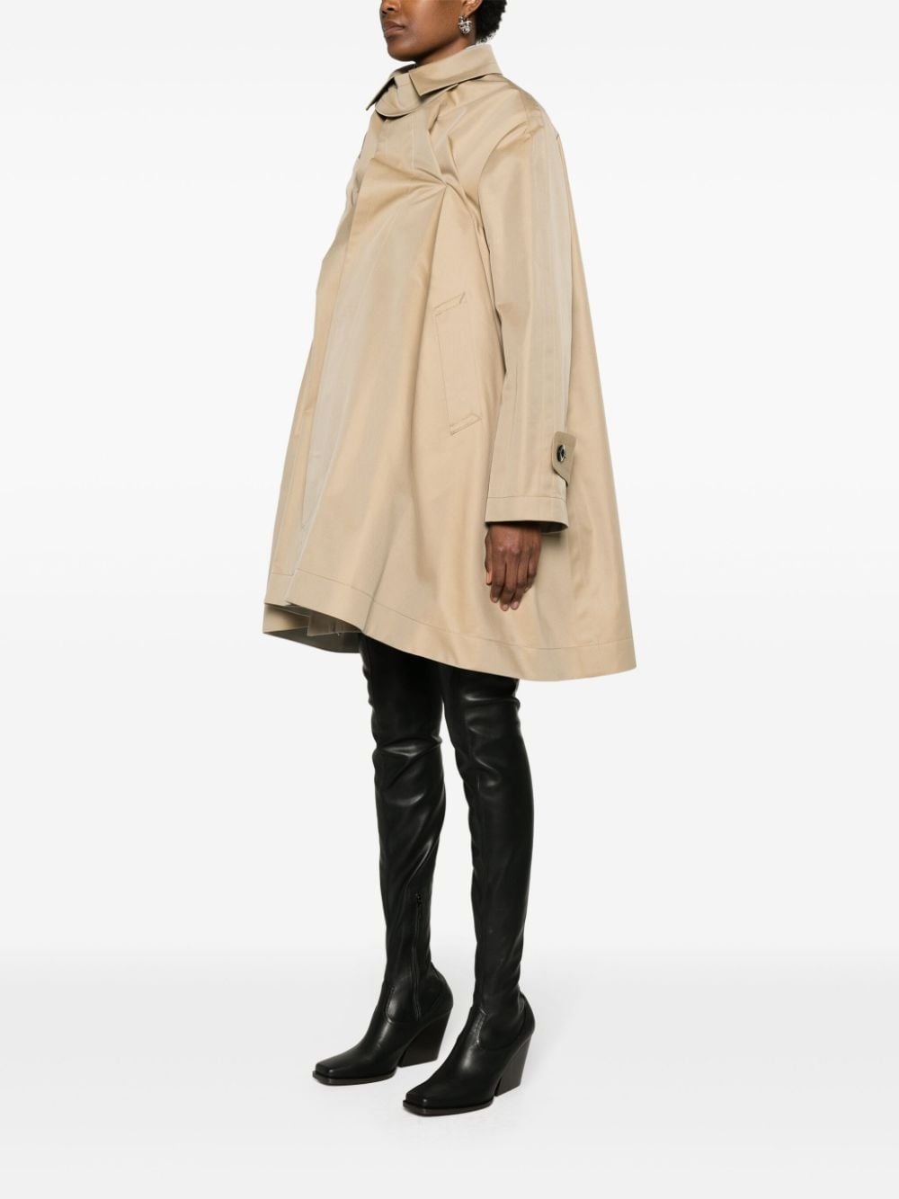 dress-underlayer pleated trench coat - 3