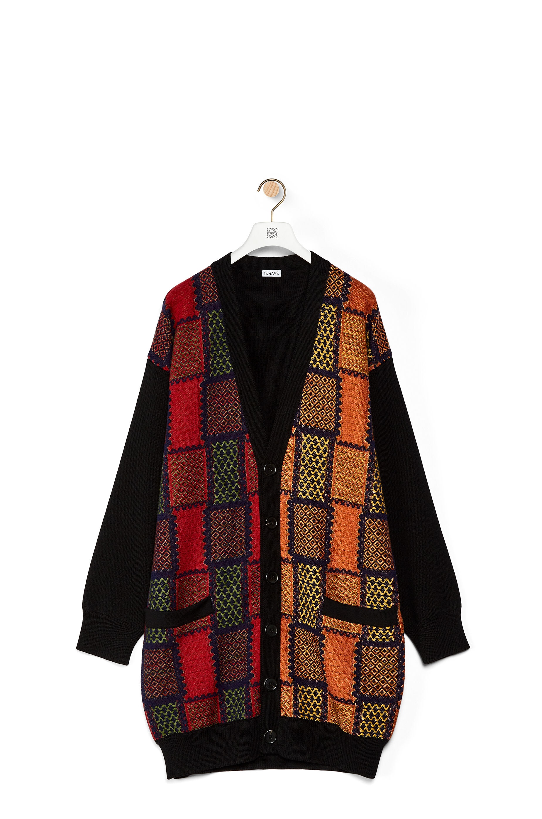 Oversize cardigan in check wool jacquard - 1