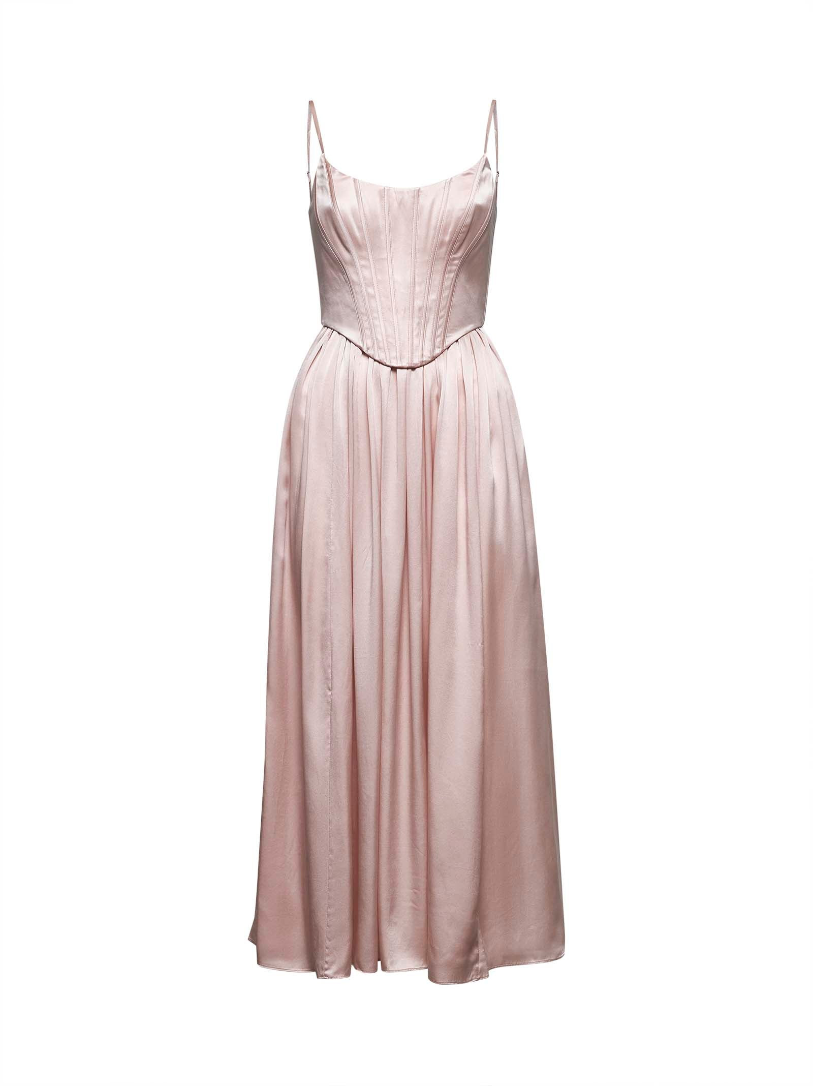 Pink silk corset midi dress - 1