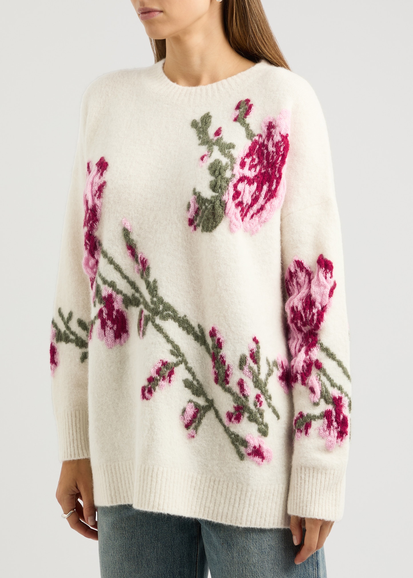 Floral-intarsia alpaca-blend jumper - 2