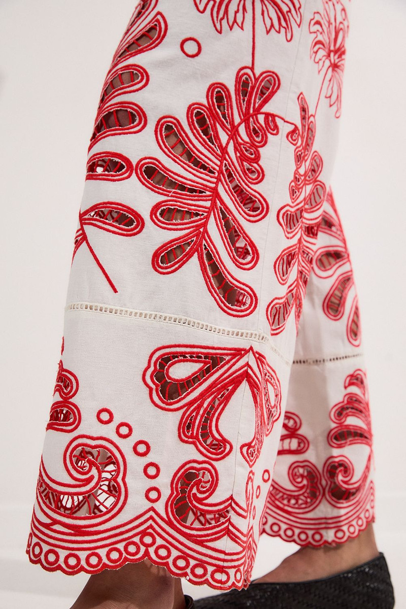 Cutwork Embroidered Wide Leg Woven Jumpsuit 3