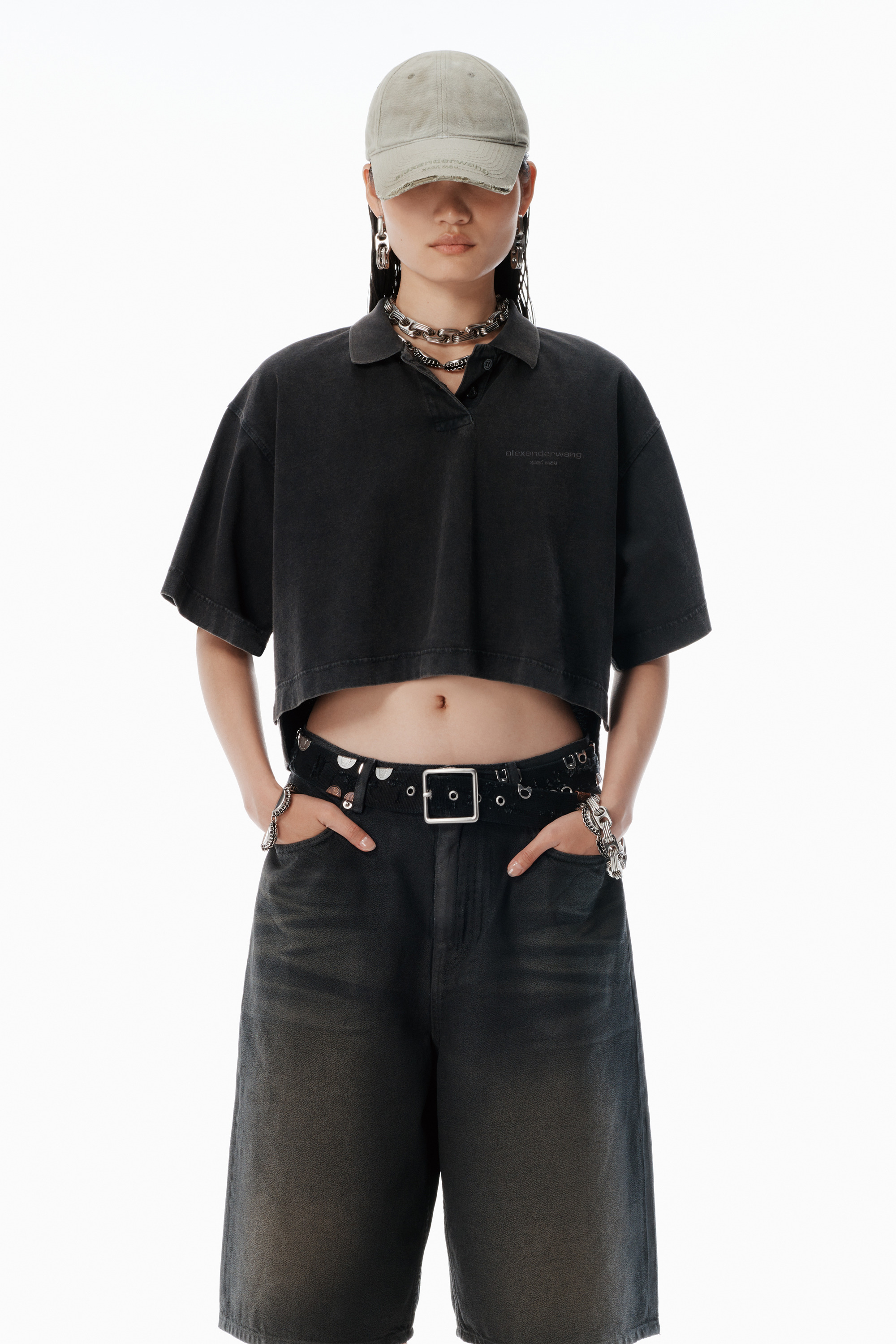 Black Logo Cropped Jersey Tee - 2