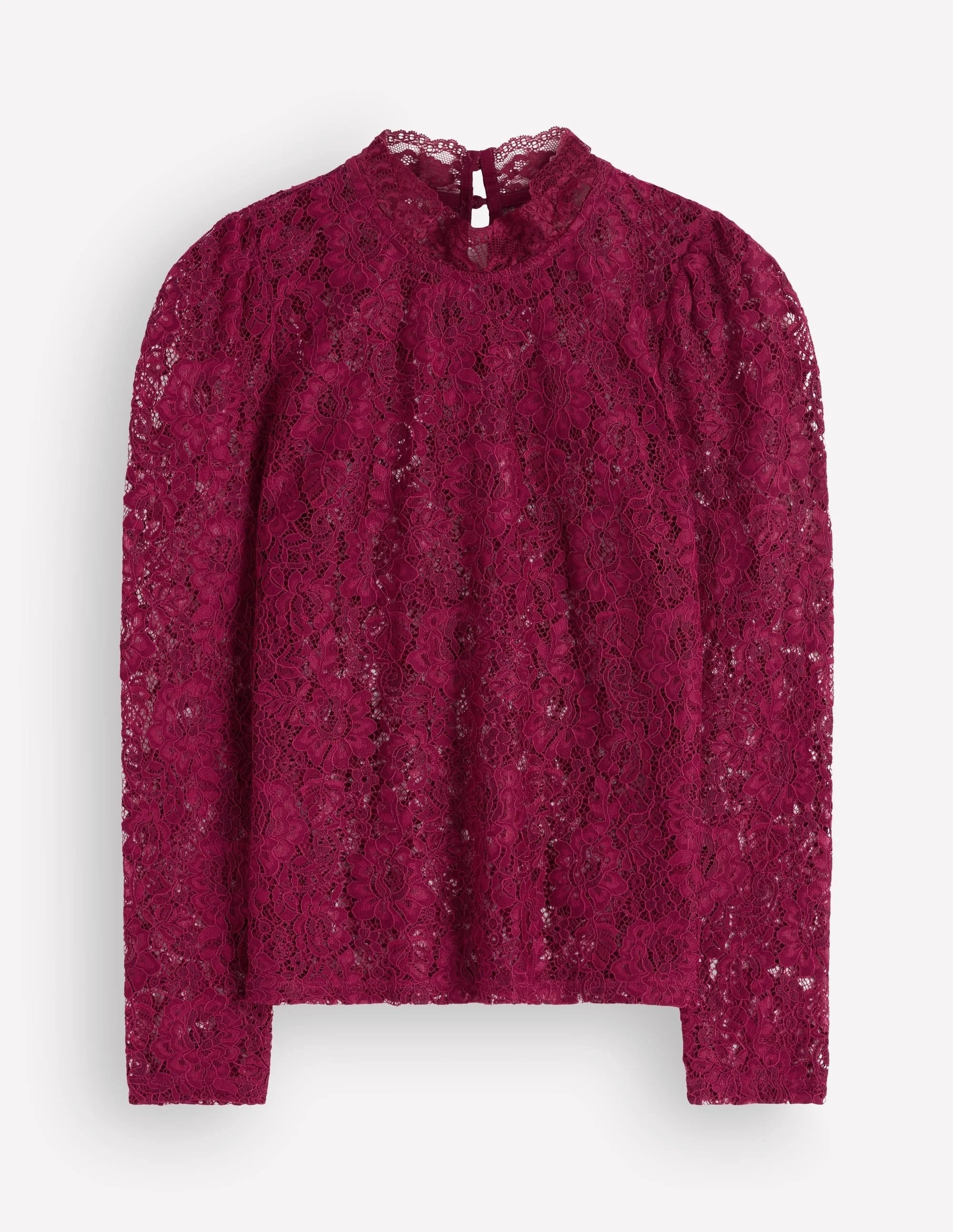 Lace Detail Top-Beetroot Red - 1