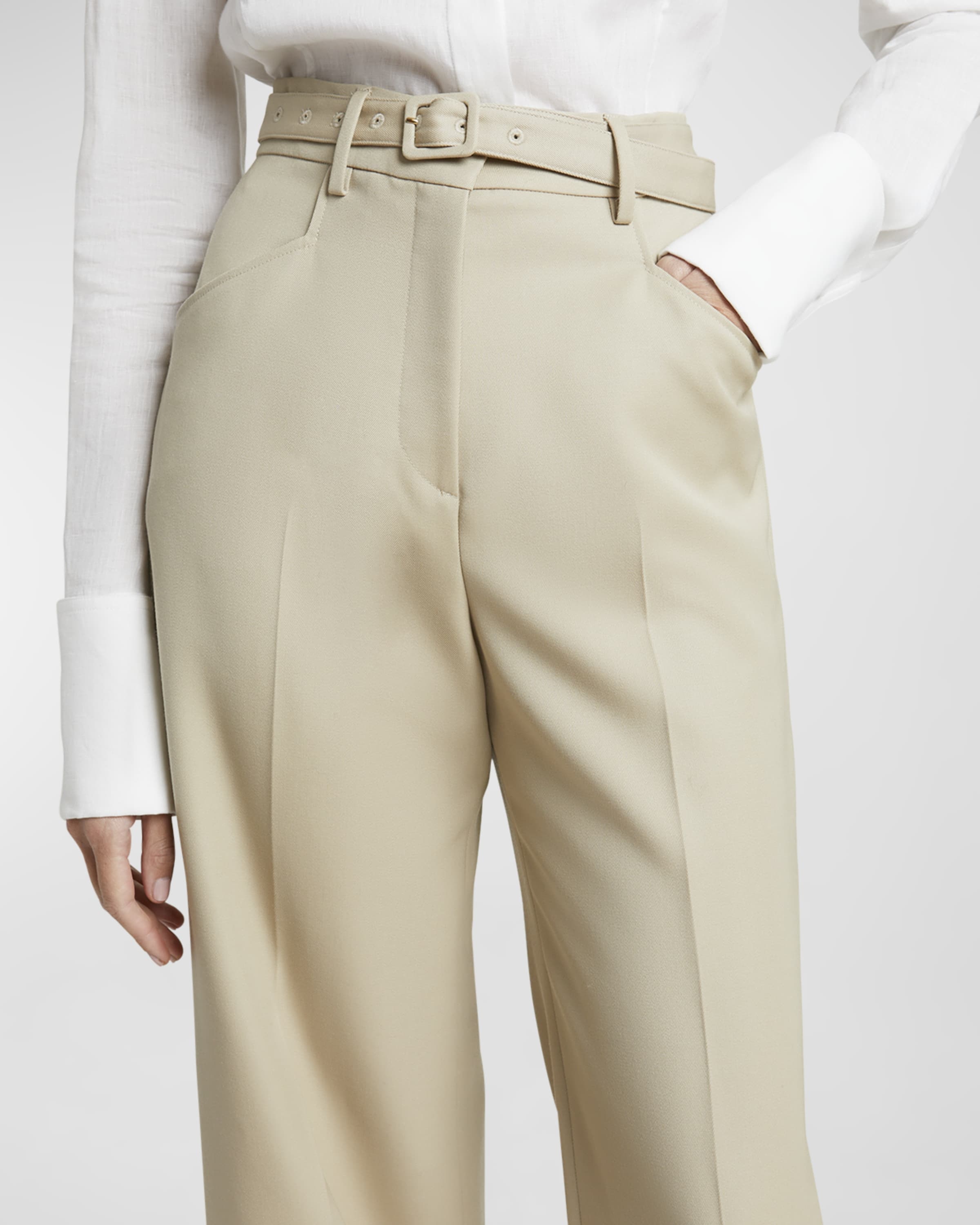 Norman Belted Wide-Leg Crepe Pants - 6