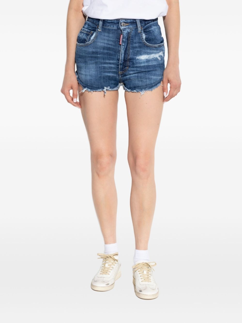ripped-detail denim shorts - 3
