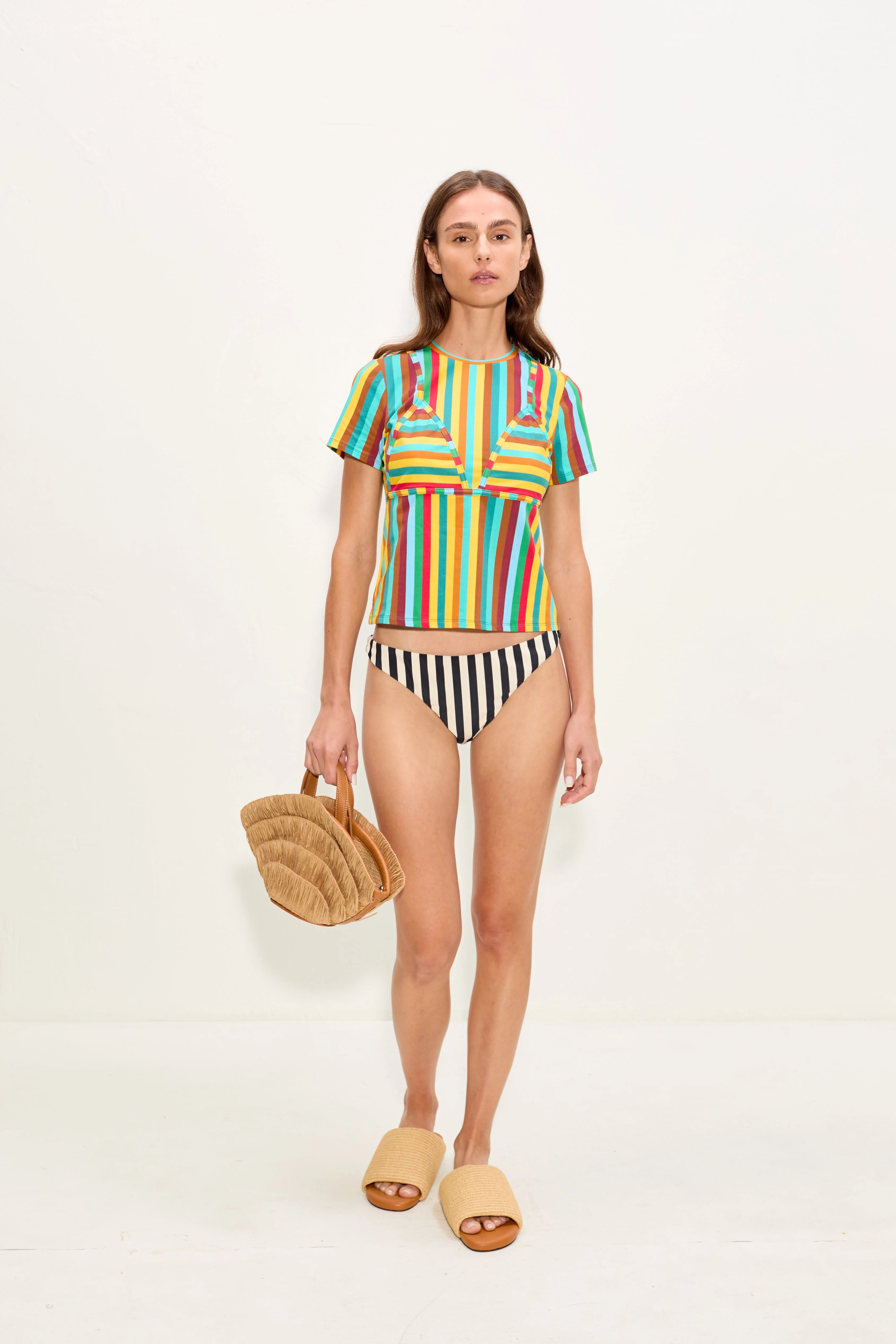 Bwai Bikini Bottom In Black/White Stripe - 1