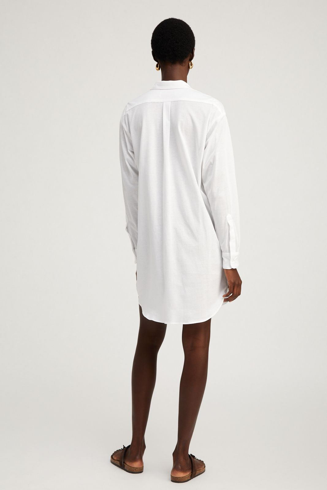 WHITE BUTTON DOWN MINI DRESS - 5