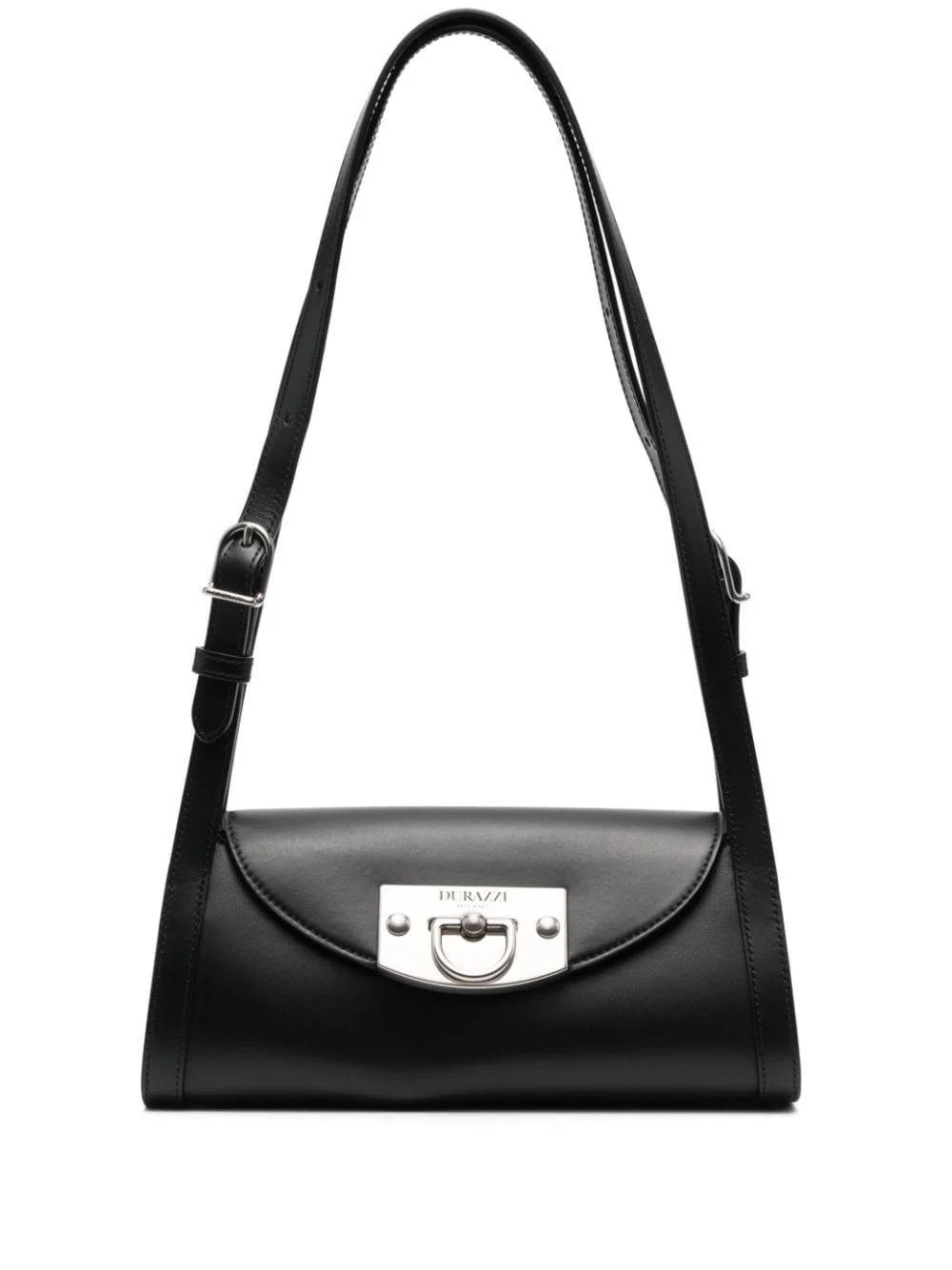 flip-lock leather shoulder bag - 1