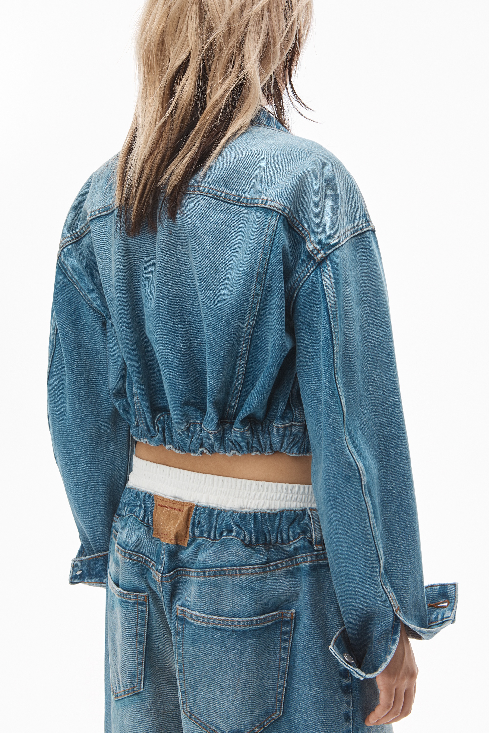 RUCHED WAIST JACKET IN DENIM - 6