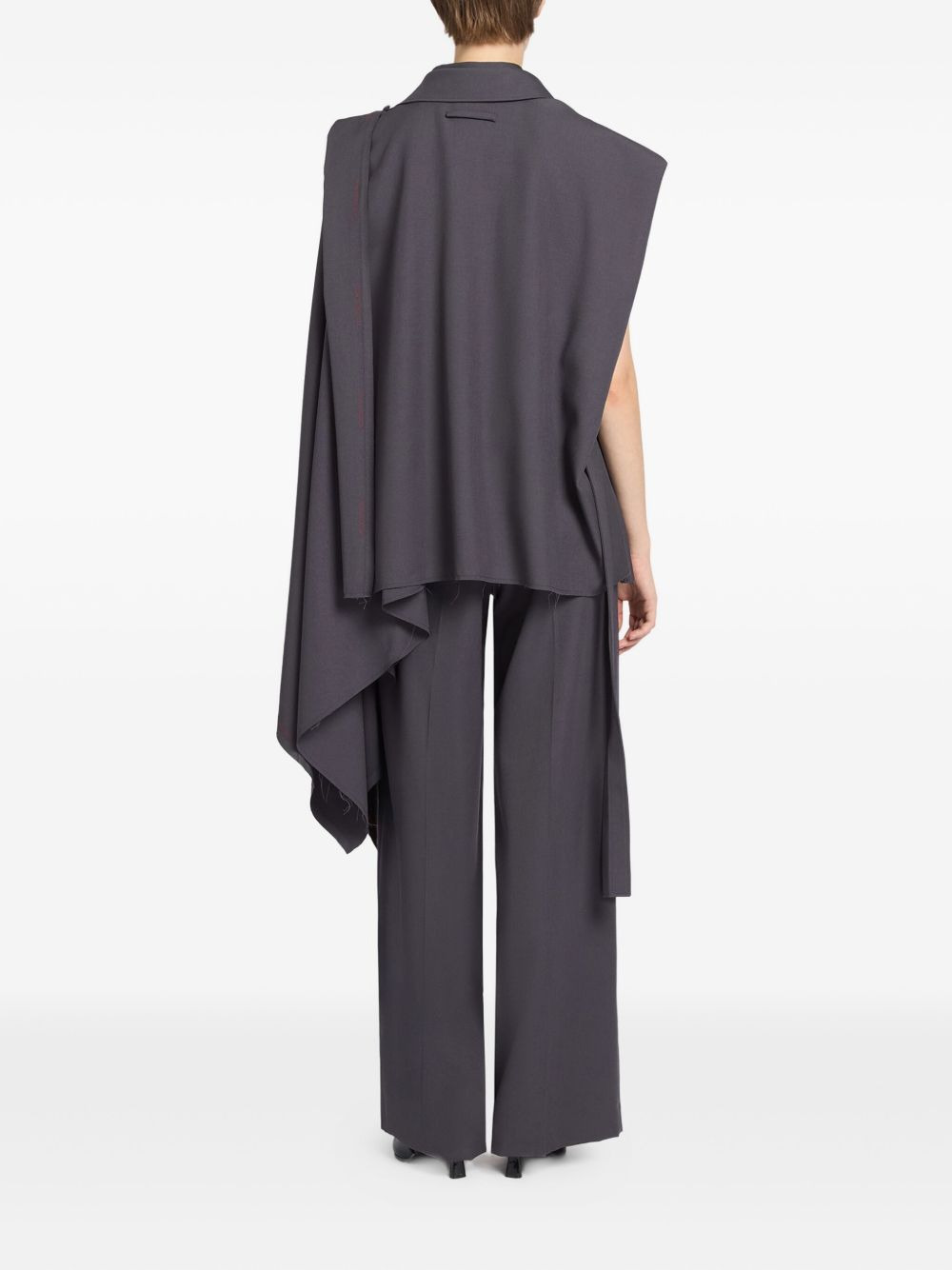 draped-shoulder wool shirt - 3