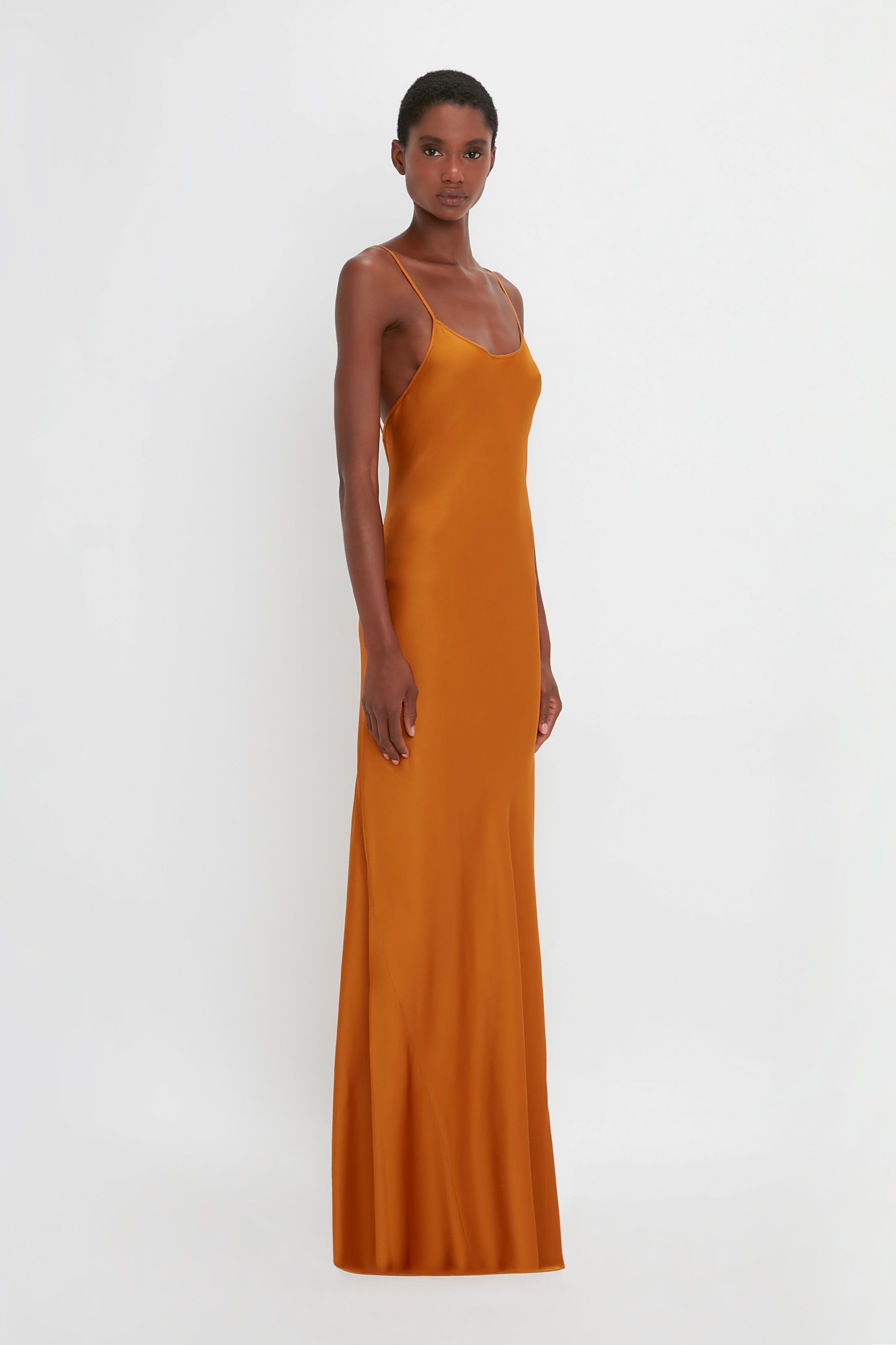 Floor-Length Cami Dress in Ginger - 3