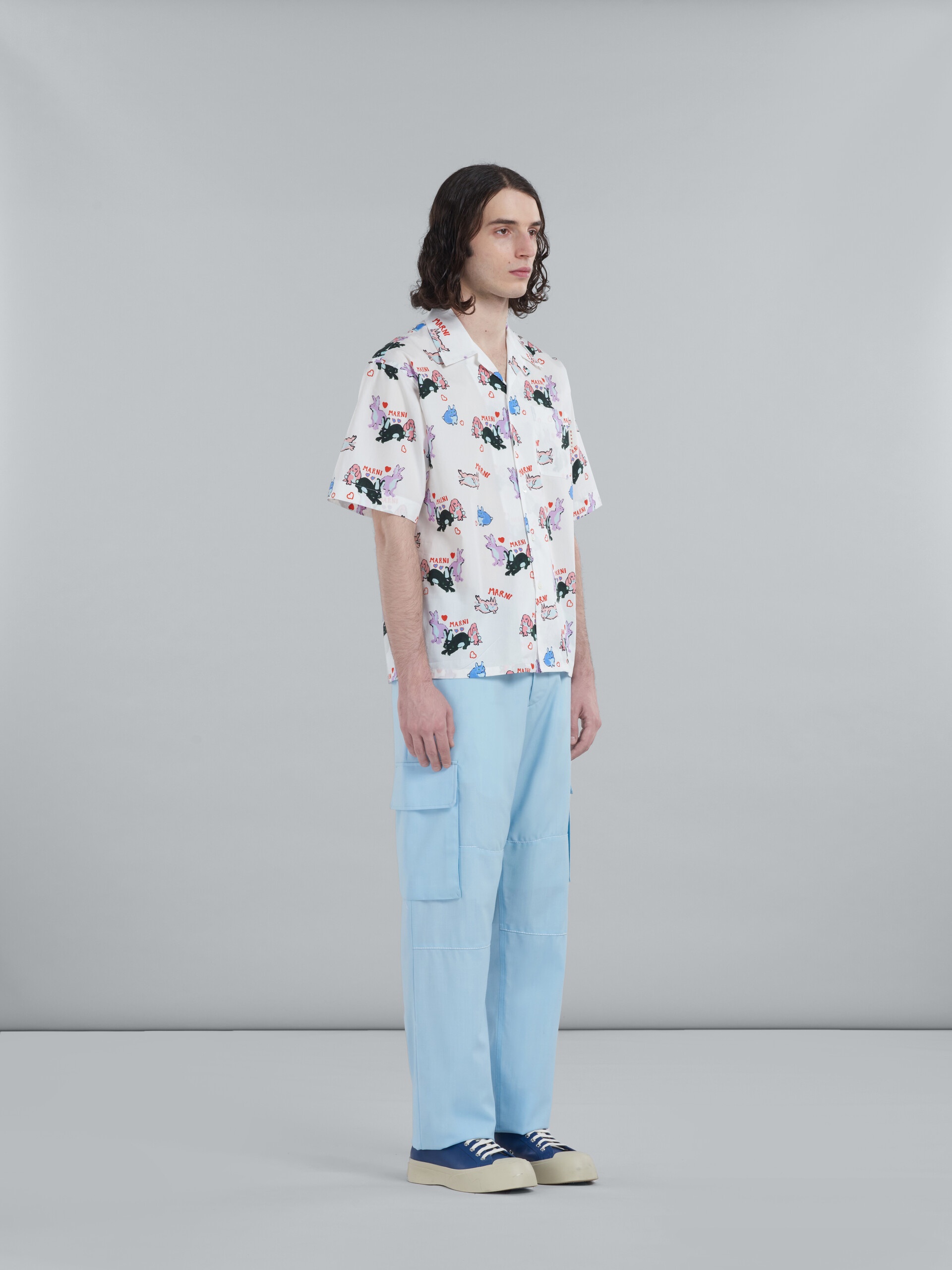 LIGHT BLUE TROPICAL WOOL CARGO PANTS - 5