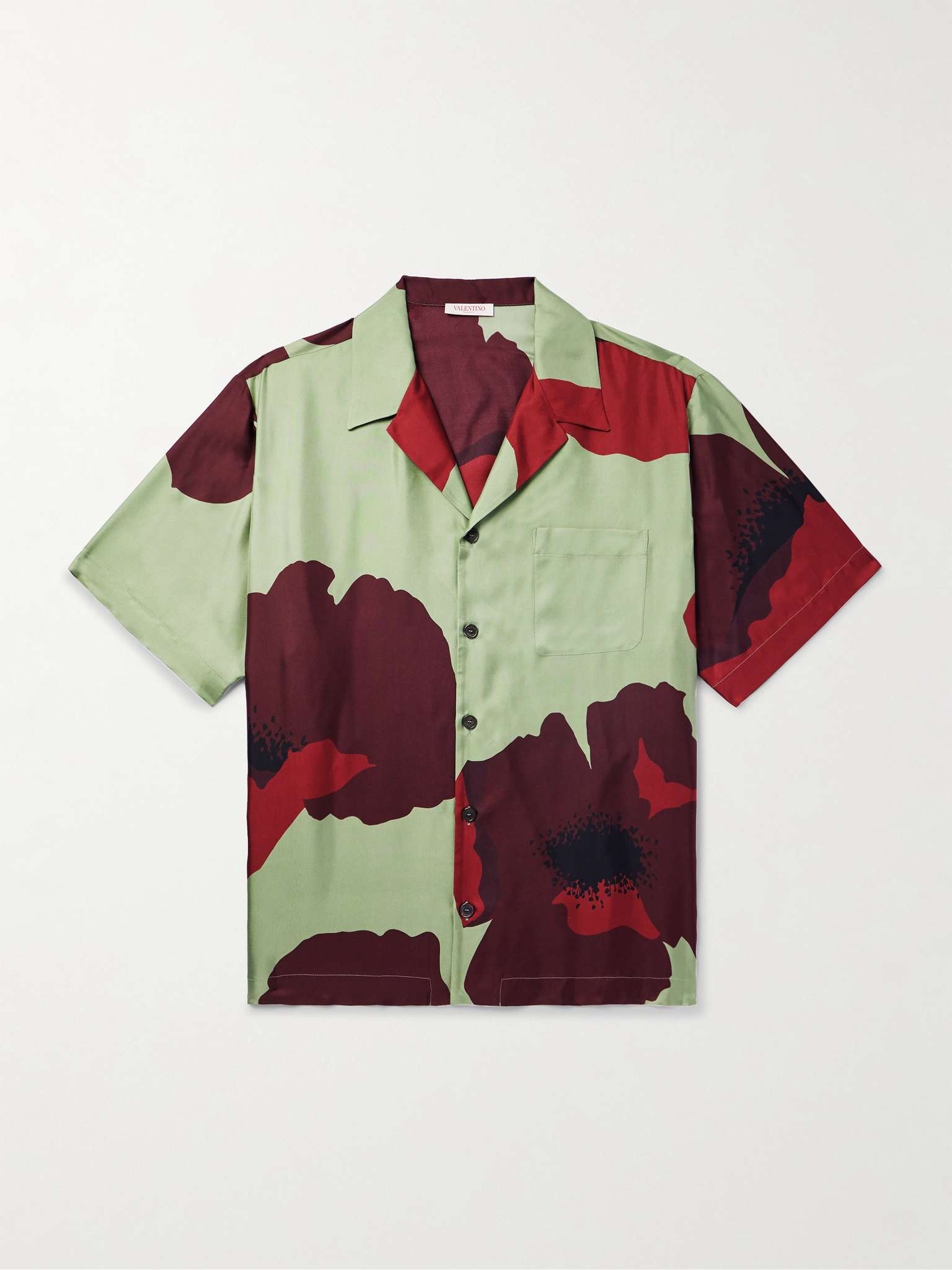 Camp-Collar Floral-Print Silk-Twill Shirt - 1