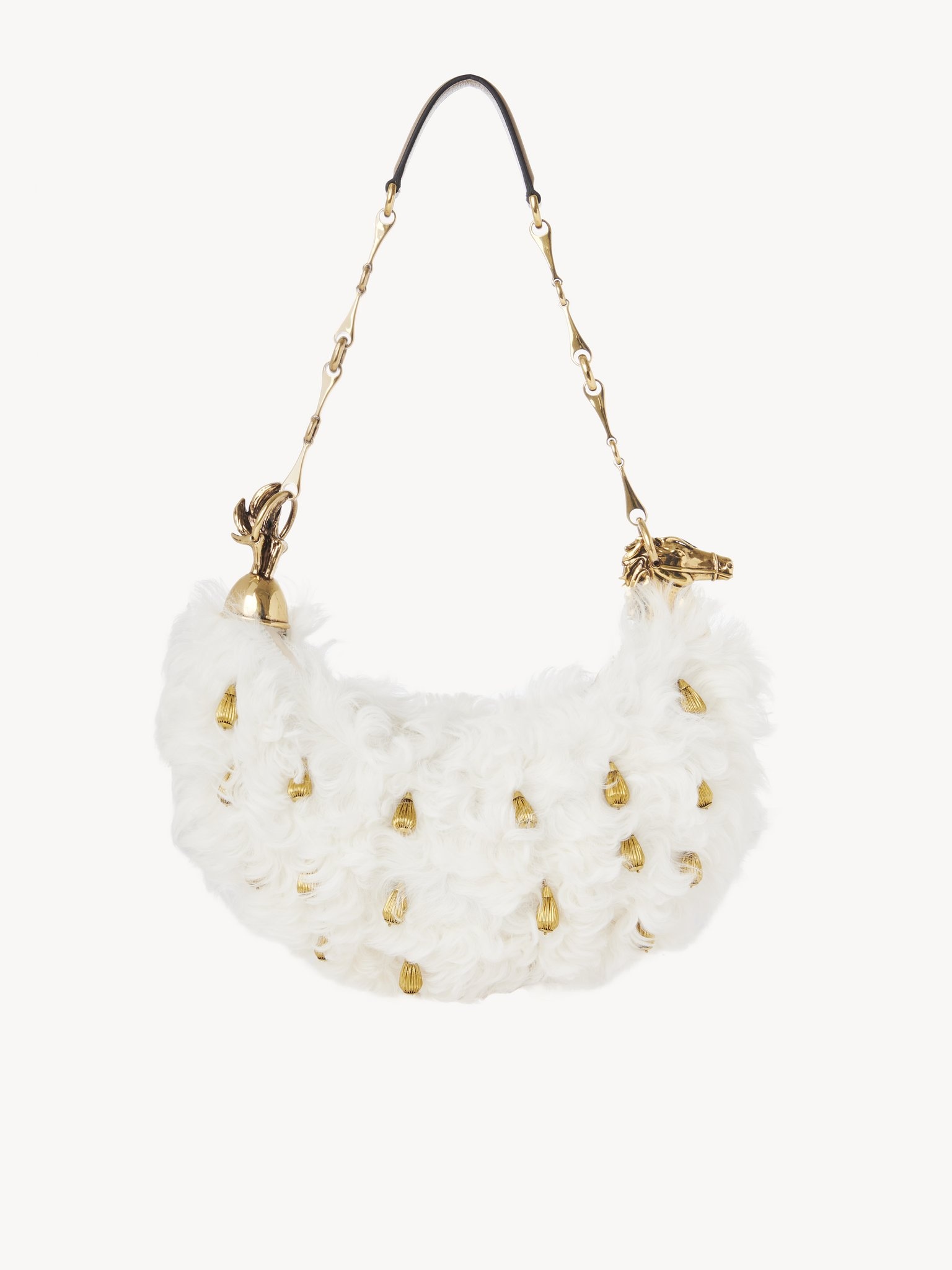 CHAIN HORSE SHOULDER BAG IN SHEARLING - 5