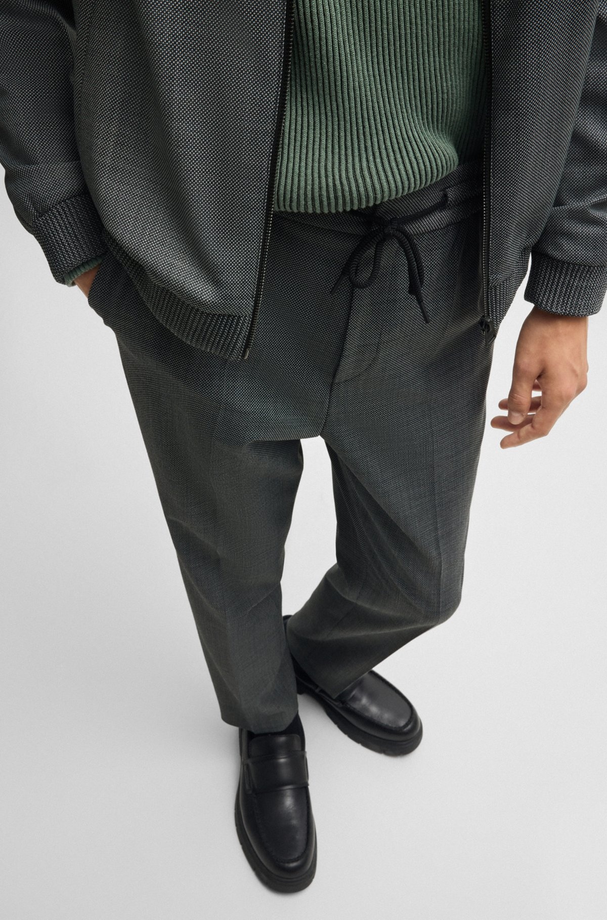 EXTRA-SLIM-FIT TROUSERS IN MICRO-PATTERNED STRETCH CLOTH - 5