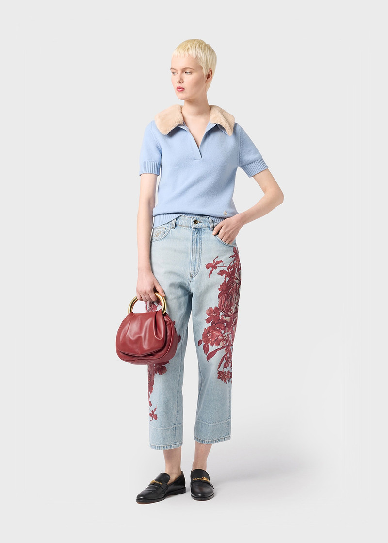 Blumarine CROPPED JEANS WITH DIGITAL PAINT outlook