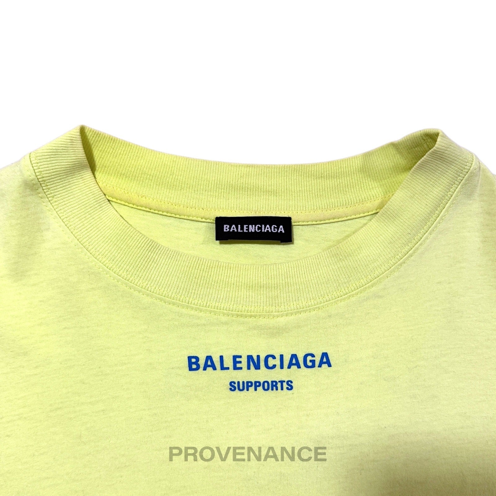 Balenciaga WFP Logo T-Shirt - Neon Yellow Blue XS - 4