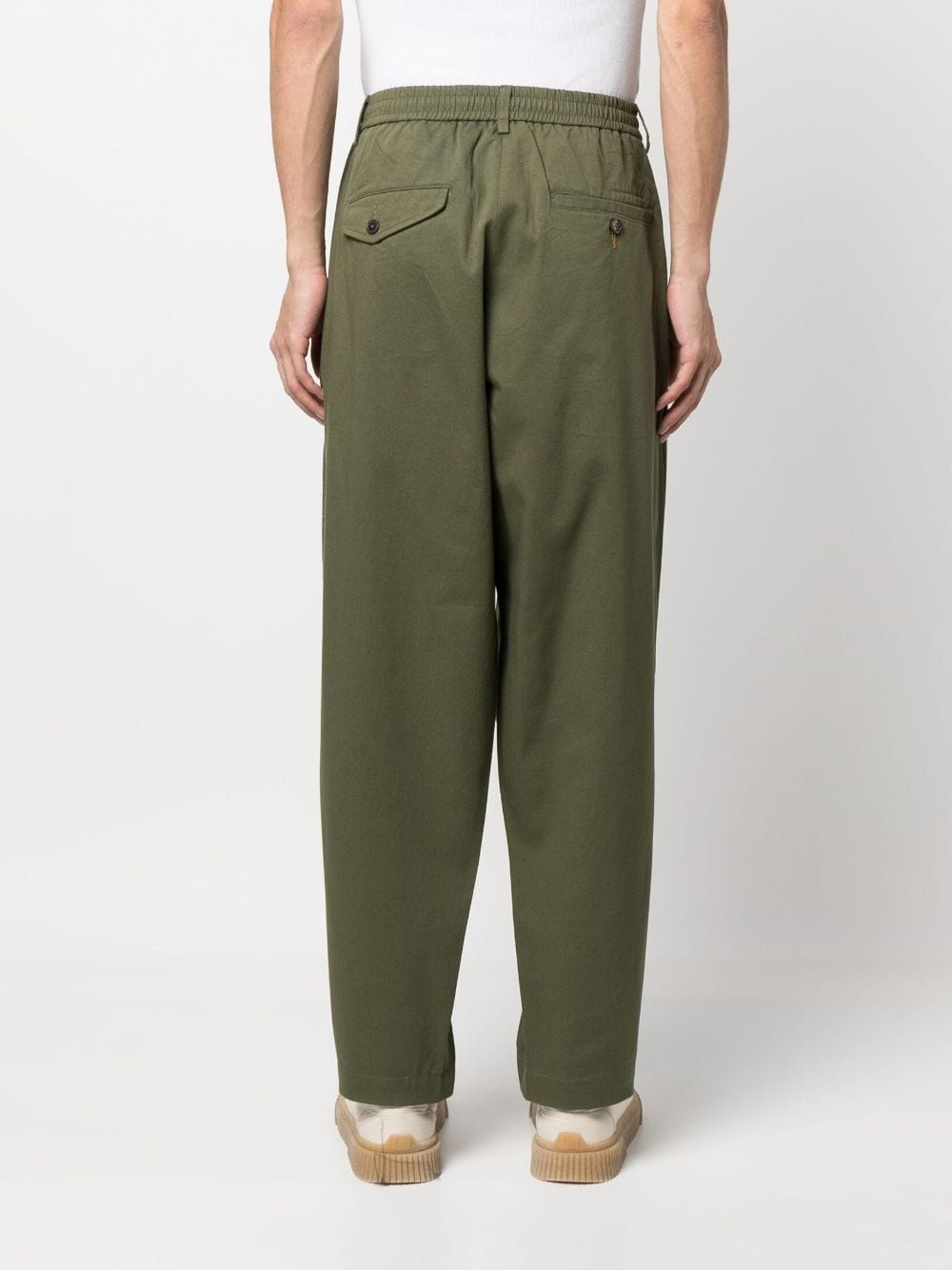 elasticated-waistband tapered trousers - 4