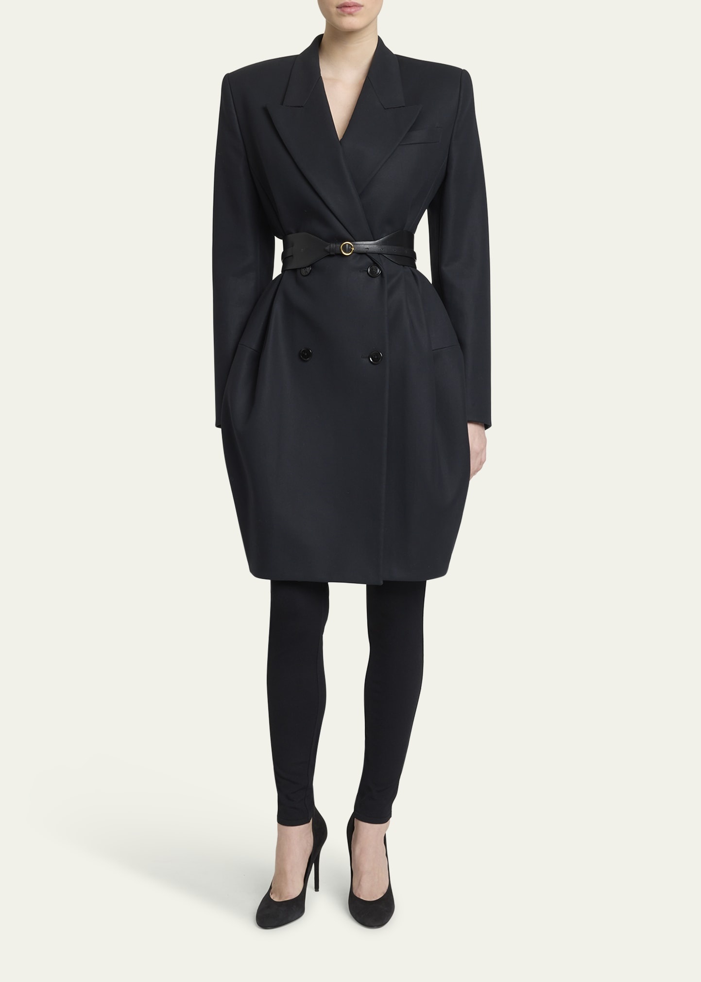 Double-Breasted Tailored Cropped Coat - 2