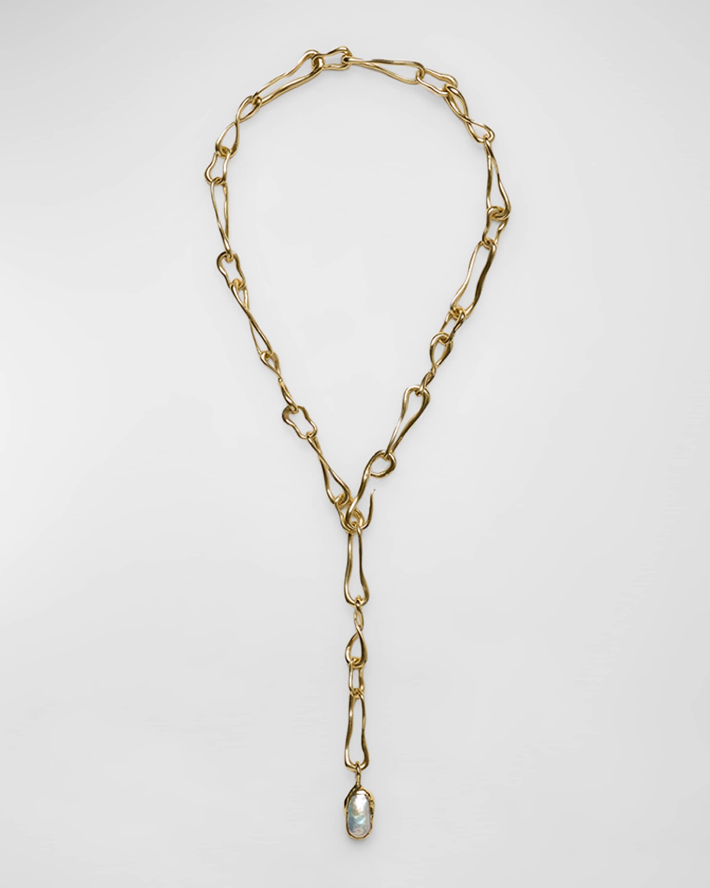 Astrid Lariat Necklace with Pearlescent Detail - 1