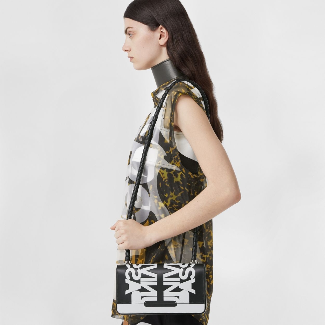 Slogan Print Leather Crossbody Bag - 12