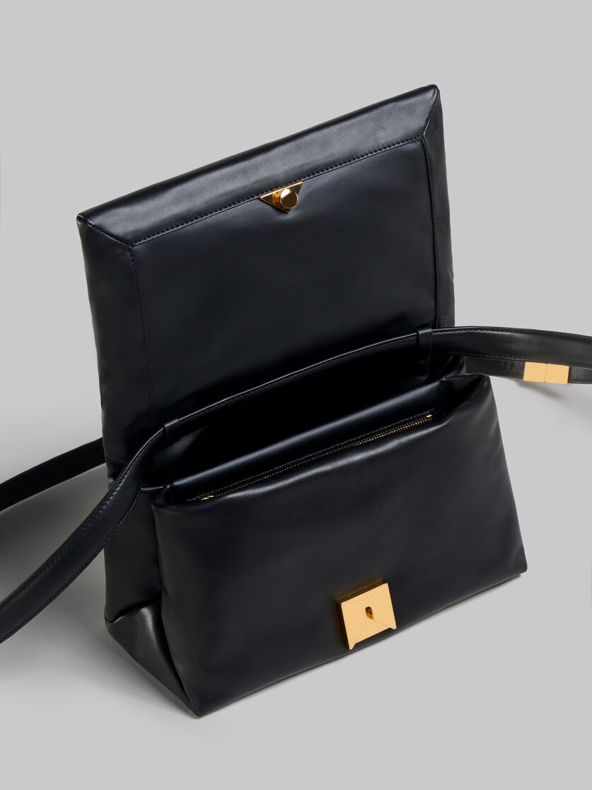 BLACK LEATHER PRISMA SHOULDER BAG - 3