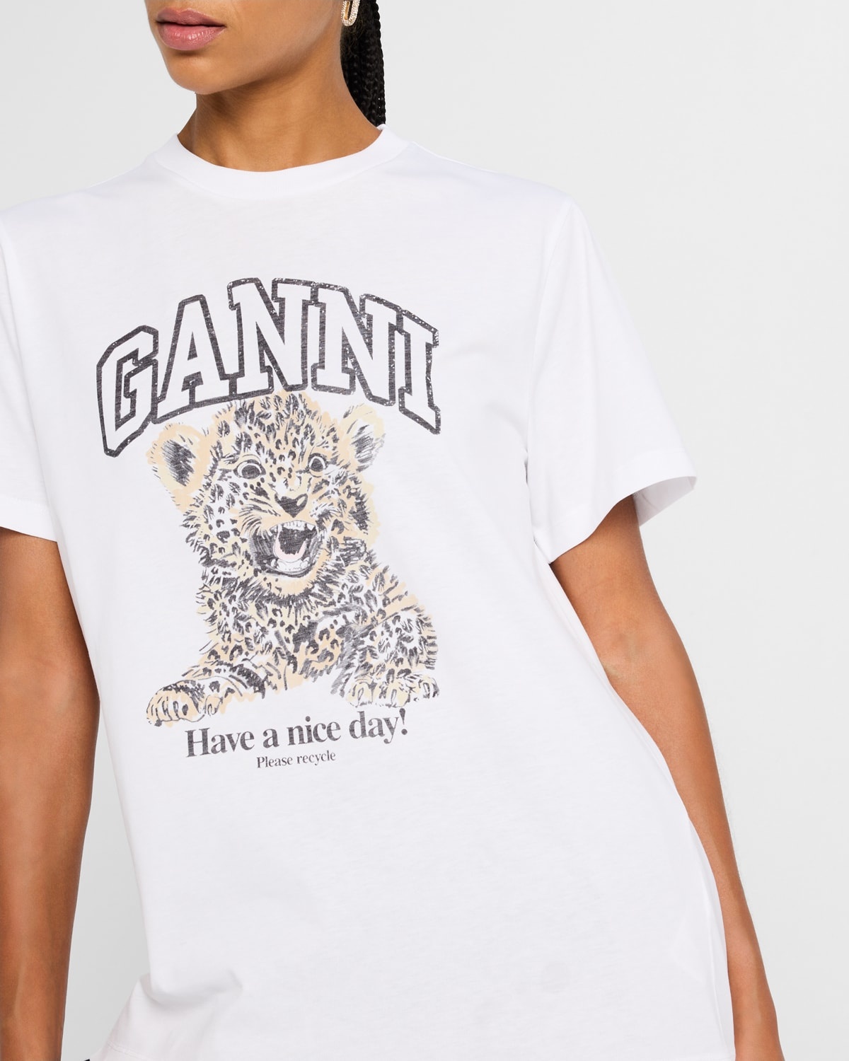 GANNI Relaxed Leopard Logo T-Shirt | neimanmarcus | REVERSIBLE