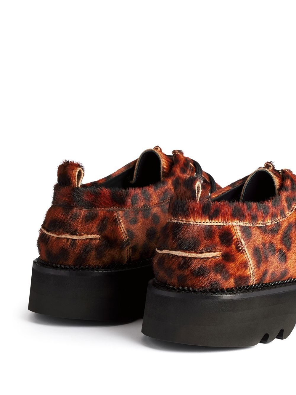 leopard-print lace-up platform shoes - 3
