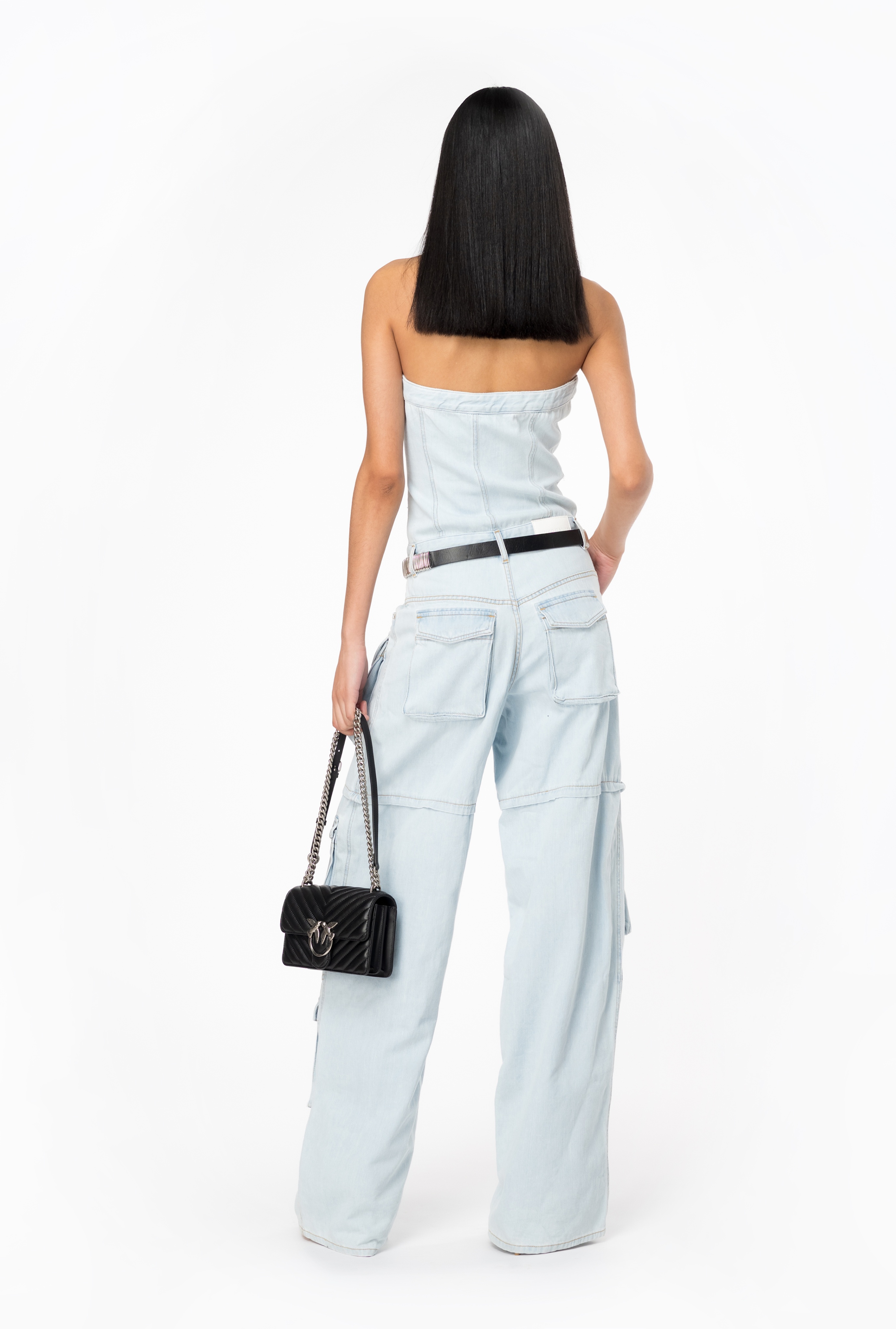 BABY BLUE DENIM BUSTIER JUMPSUIT - 5