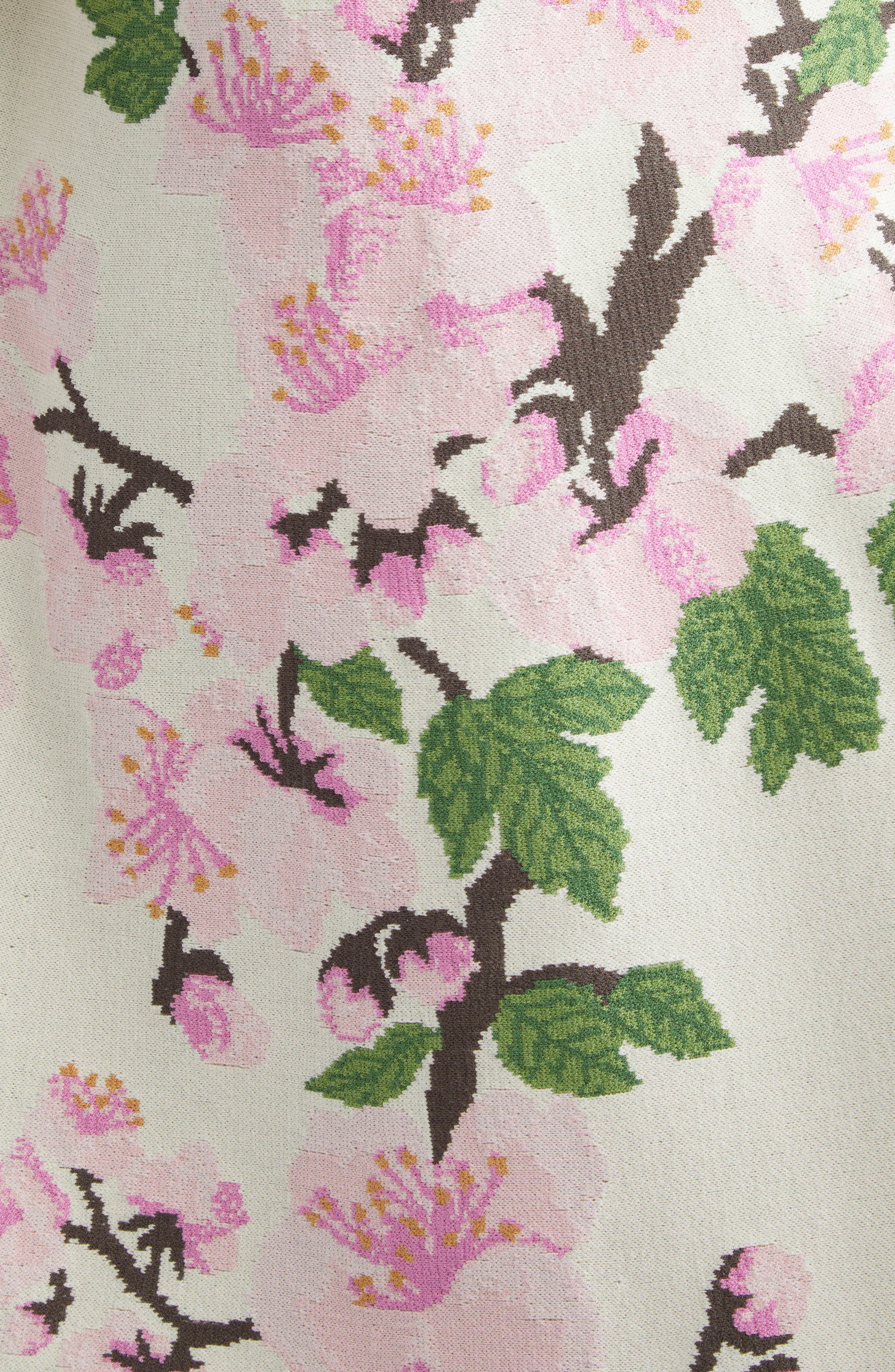 Oscar de la Renta Cherry Blossom Jacquard Knit Fit & Flare Dress in Pink/Ecru at Nordstrom - 6