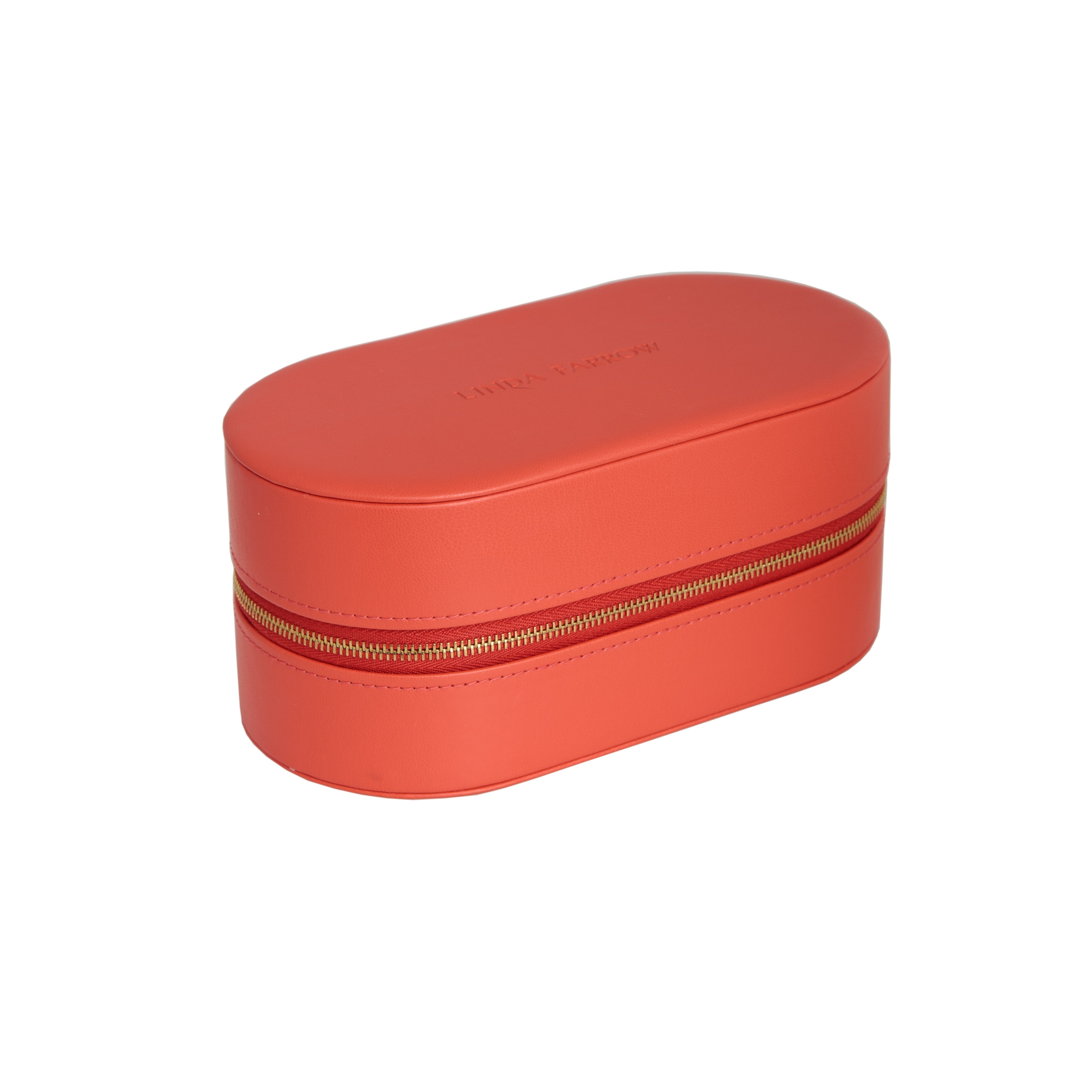 LINDA FARROW OVAL TRAVEL CASE IN CORAL - 2