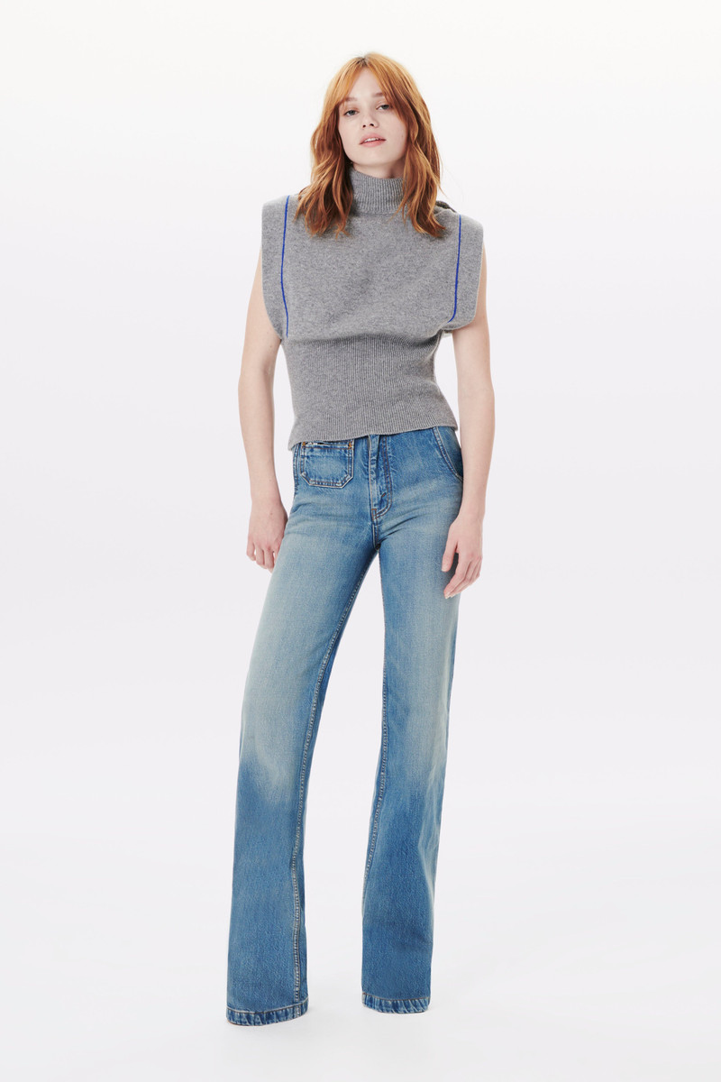 Victoria Beckham Sleeveless Poloneck Jumper in Grey outlook