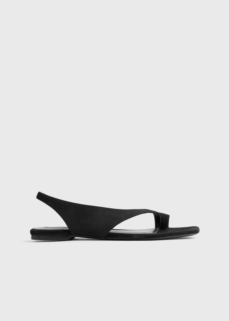 Suede thong sandals black 1
