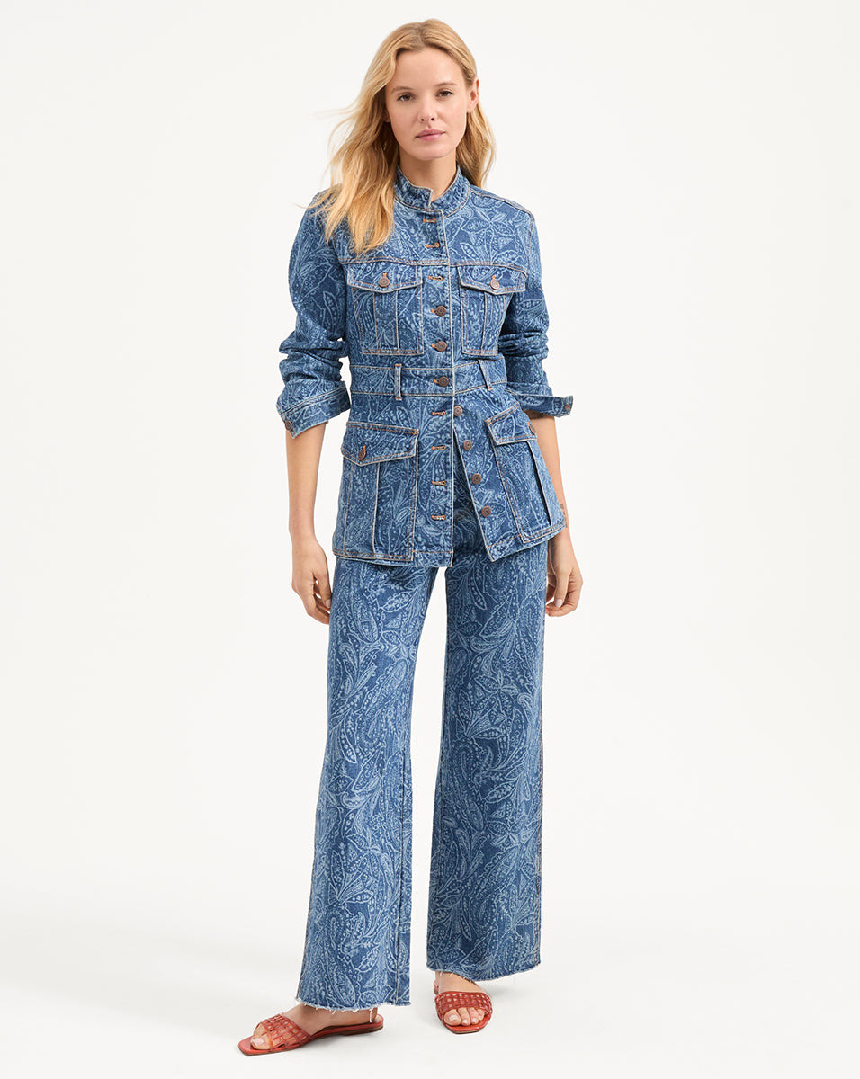 TAYLOR PAISLEY PRINTED WIDE-LEG JEAN - 7
