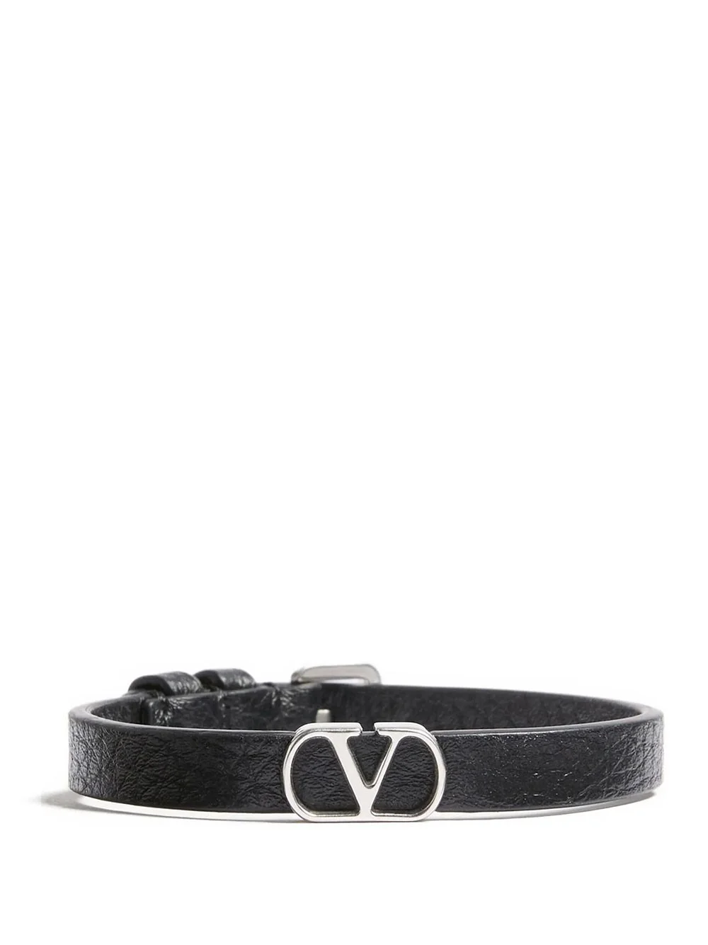 VLOGO SIGNATURE GRAINY LEATHER BRACELET - 1