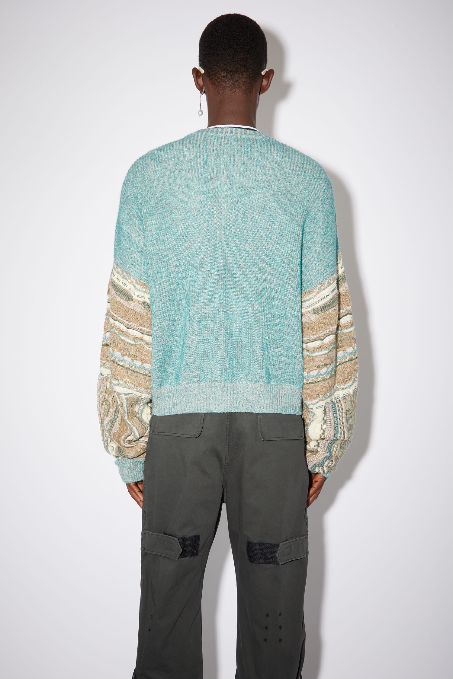 Jacquard knit sweater - Military green/multi - 3