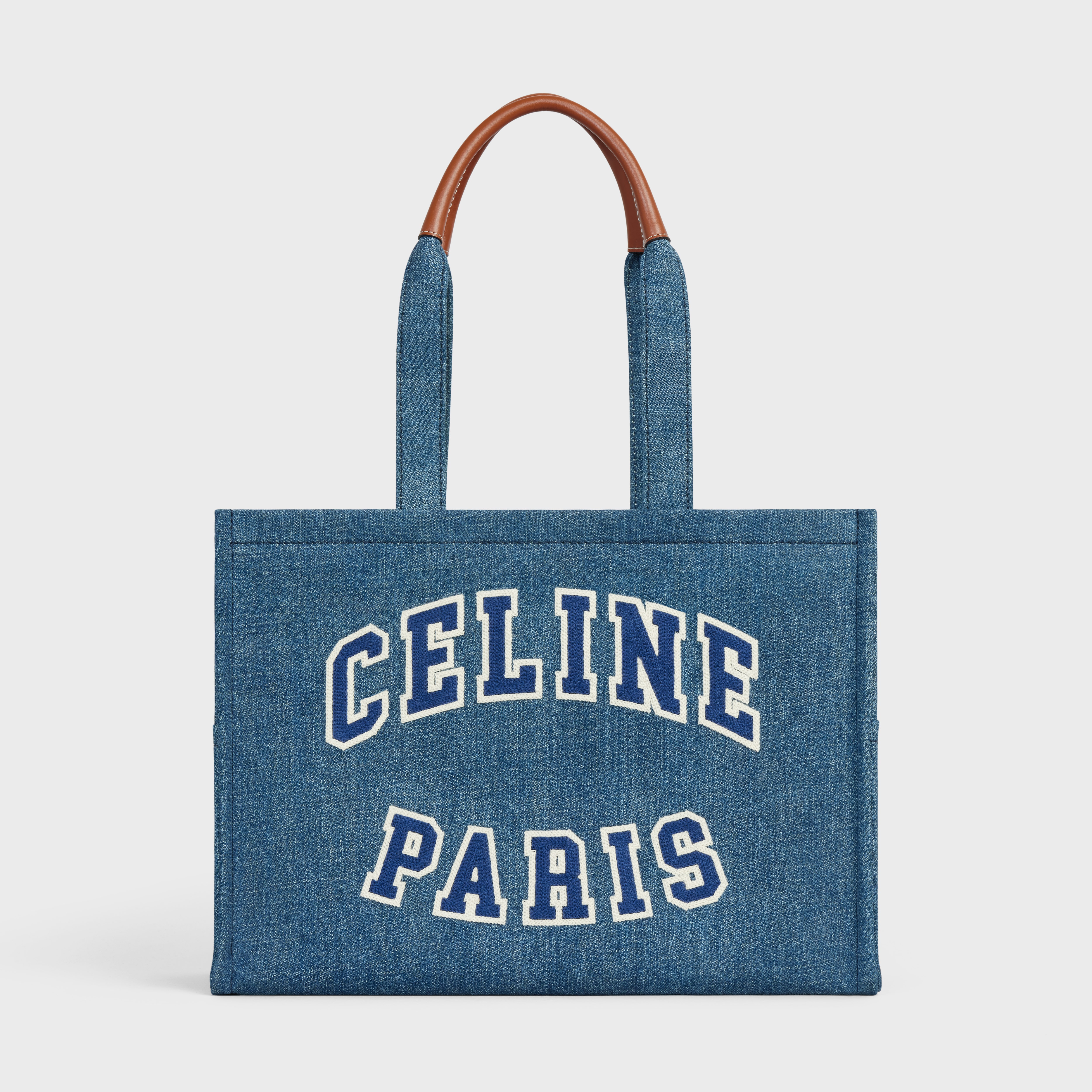 Large Cabas Thais in DENIM with celine paris AND CALFSKIN - 5