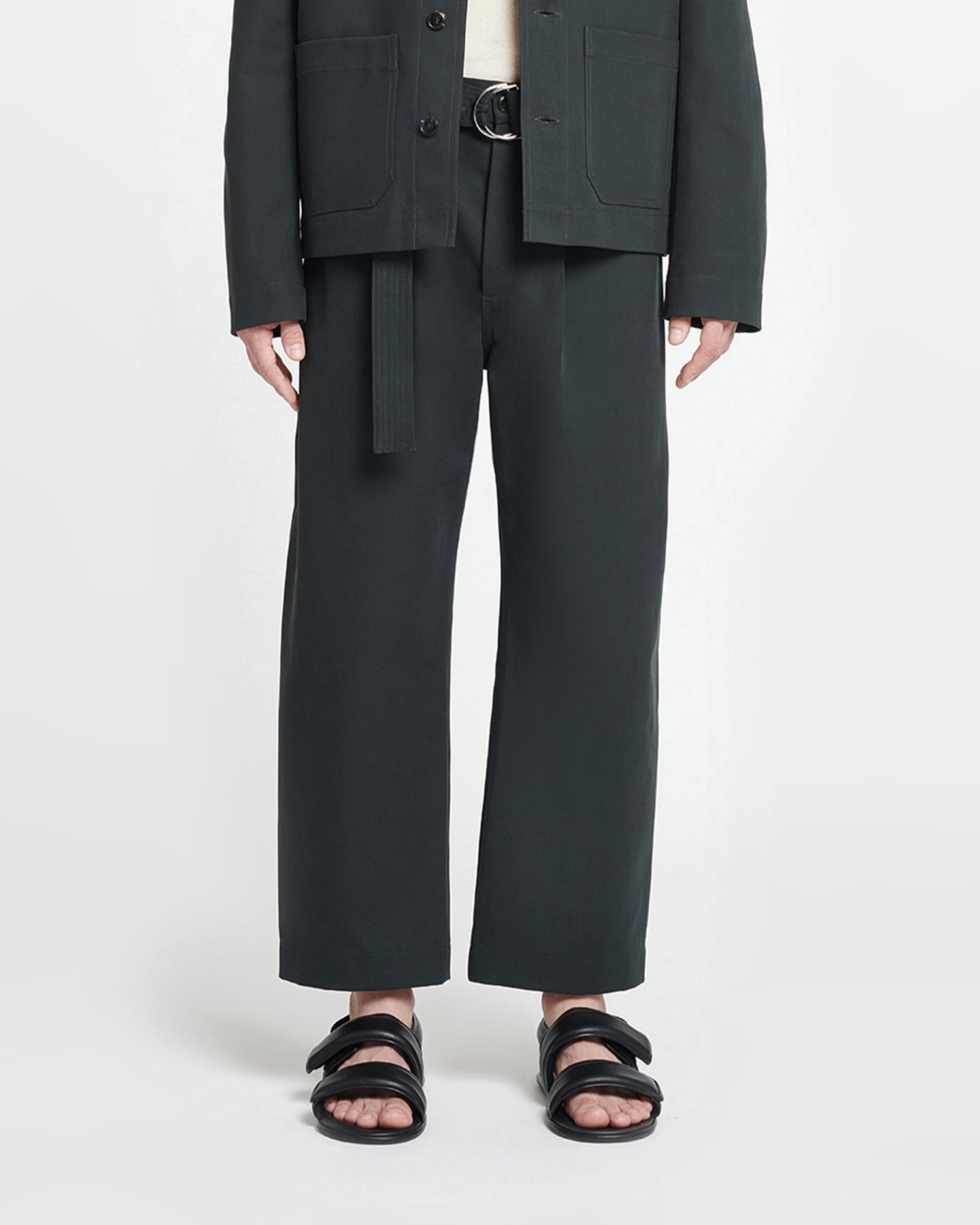 Belted Structured Twill Pants - 3