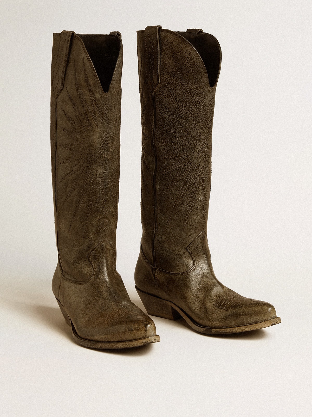 Women's Wish Star boots in black leather with star embroidery - 2