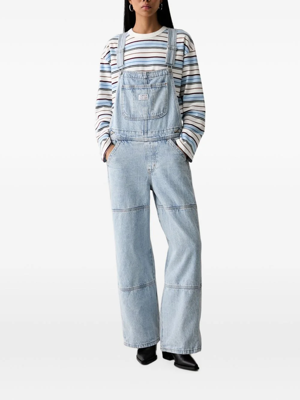 Utility straight-leg denim overalls - 1