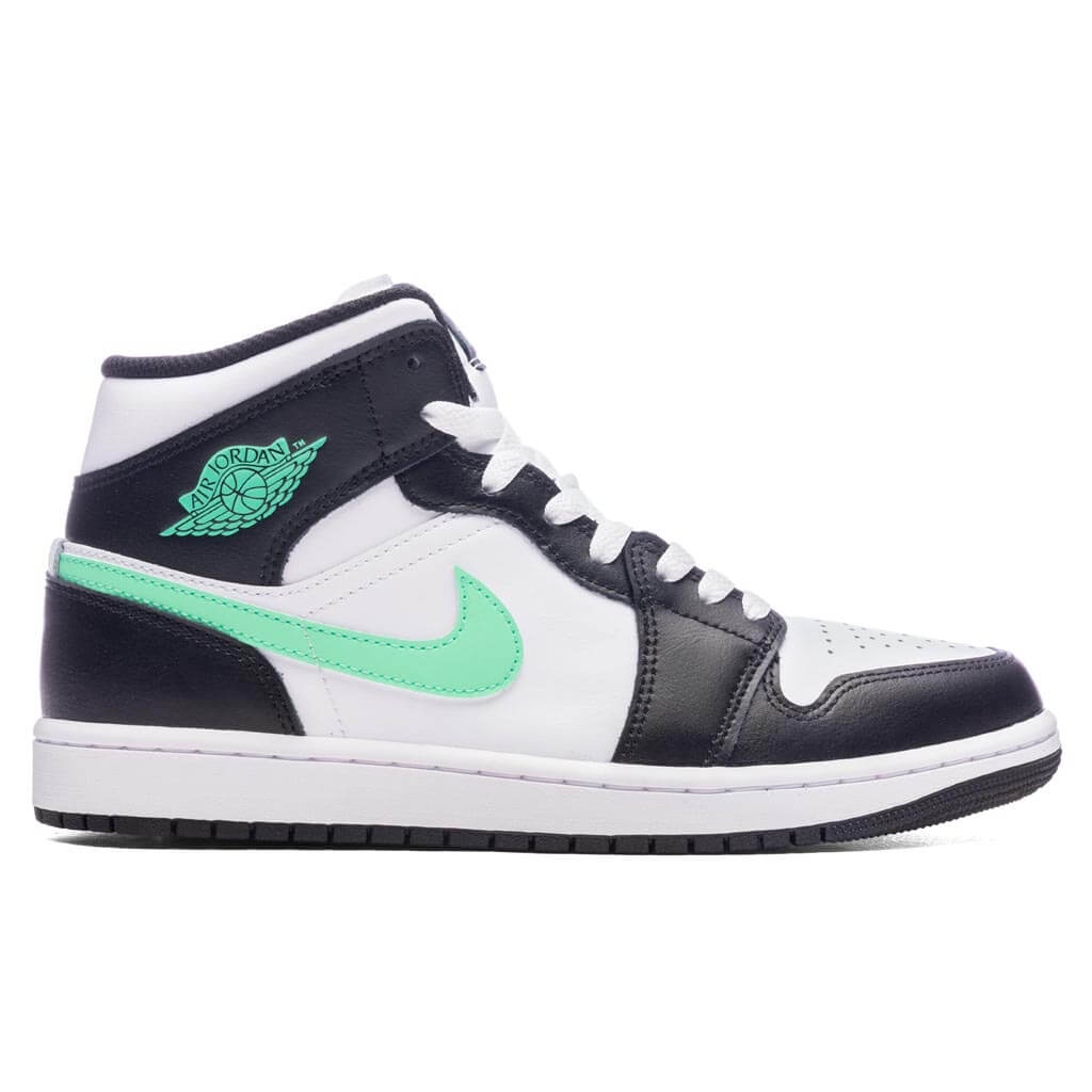 AIR JORDAN 1 MID - WHITE/GREEN GLOW/BLACK - 1