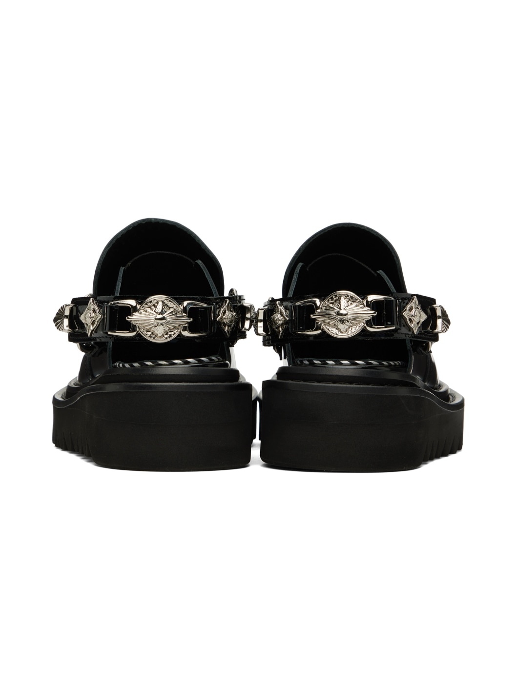 Black Embellished Loafers - 2