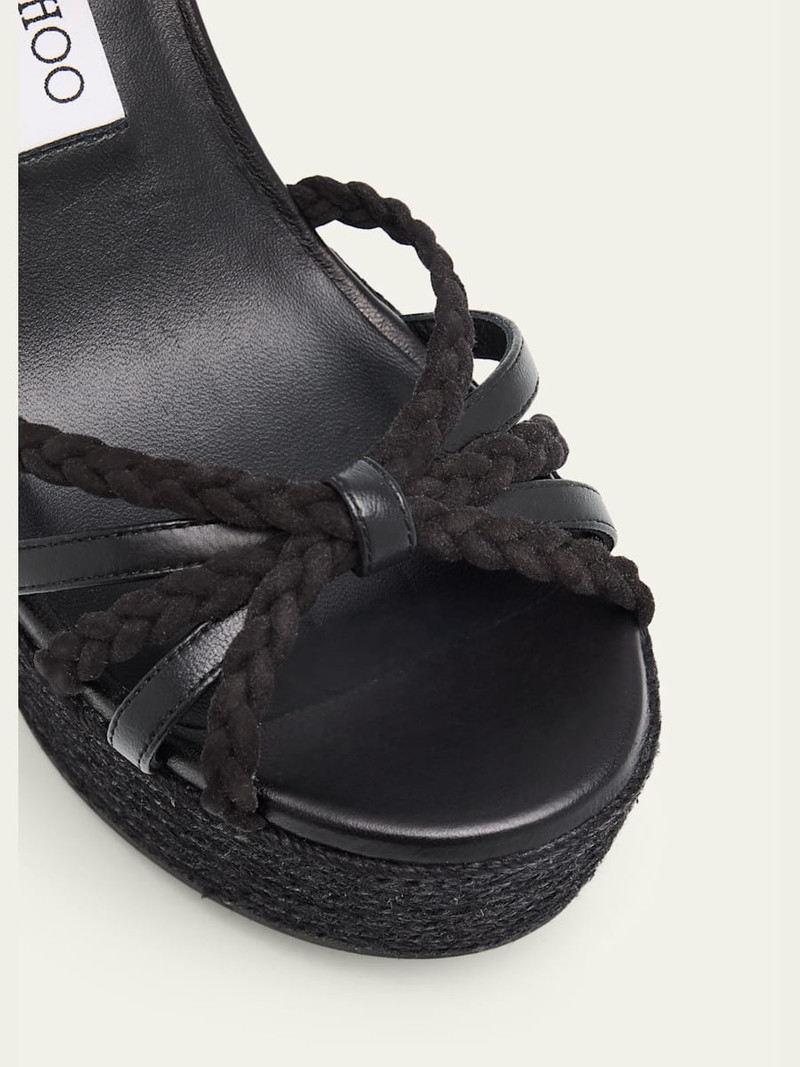 100mm Dree Leather Espadrille Wedge Sandals 3