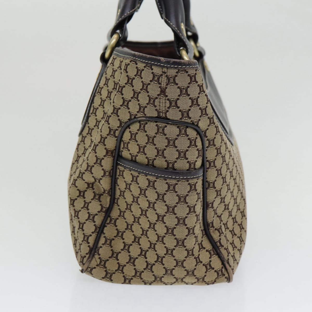 CELINE Macadam Canvas Hand Bag Beige Gold - 3